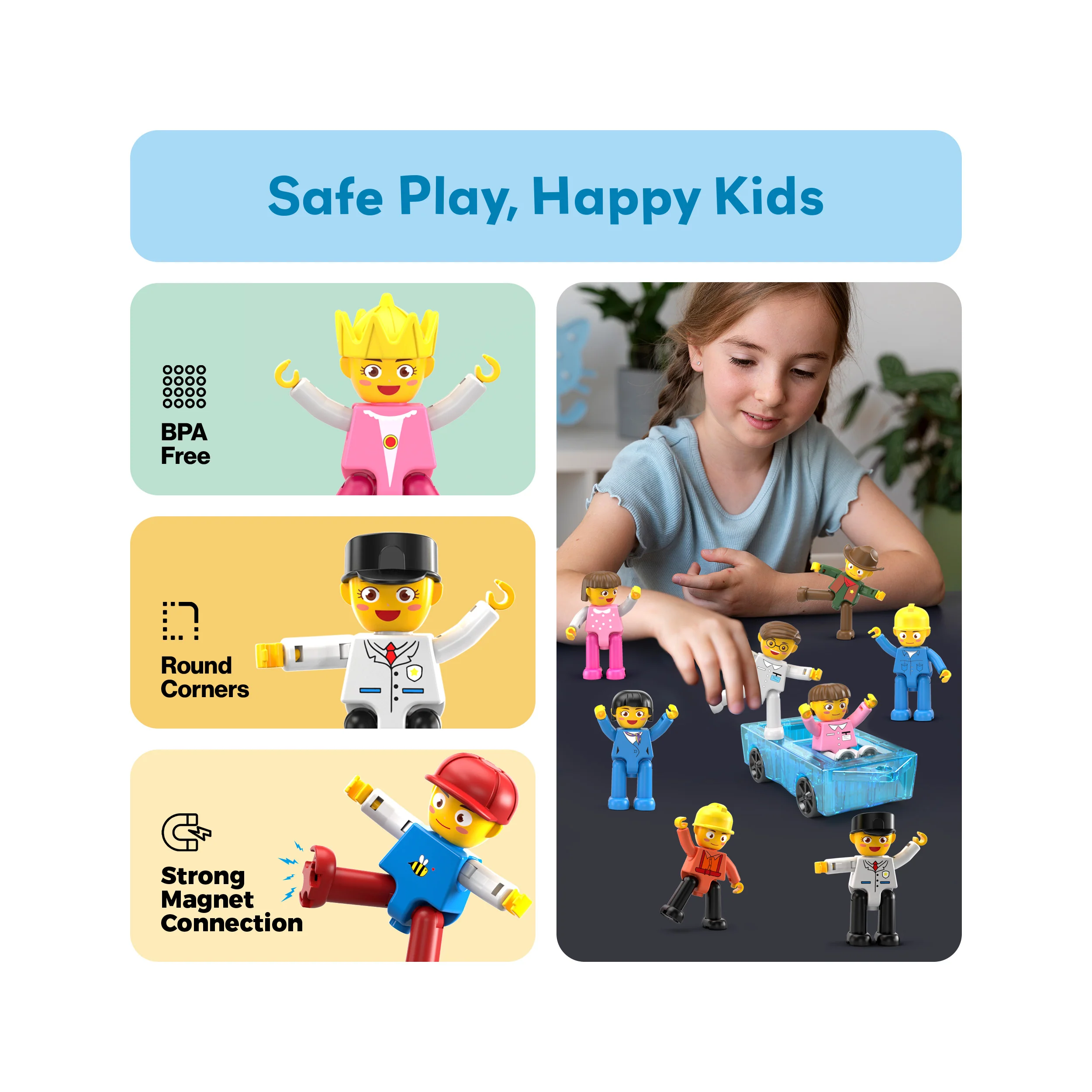 PicassoTiles 15 Piece Magnetic Blocks Character Figure Building Set - Image 6