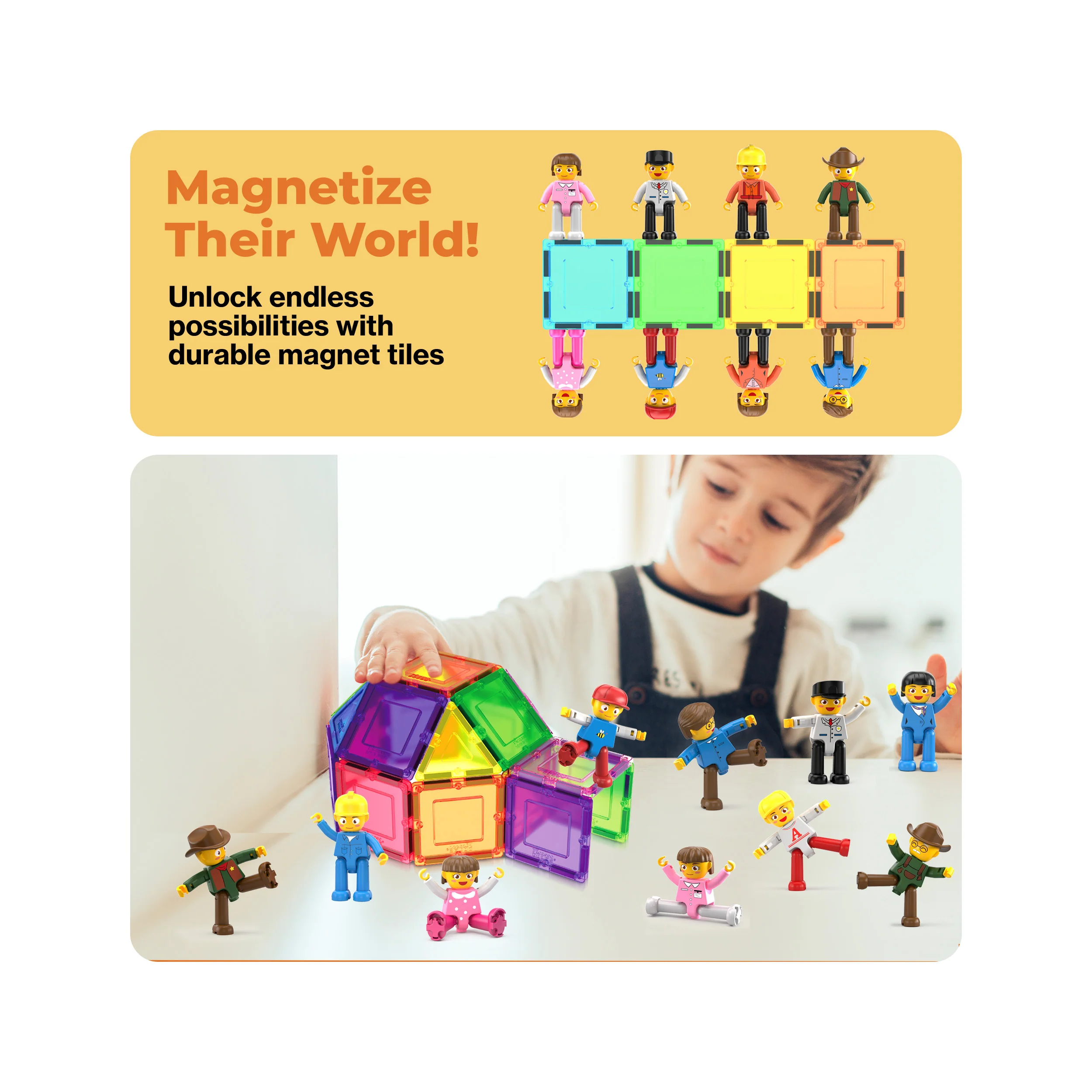 PicassoTiles 15 Piece Magnetic Blocks Character Figure Building Set - Image 7