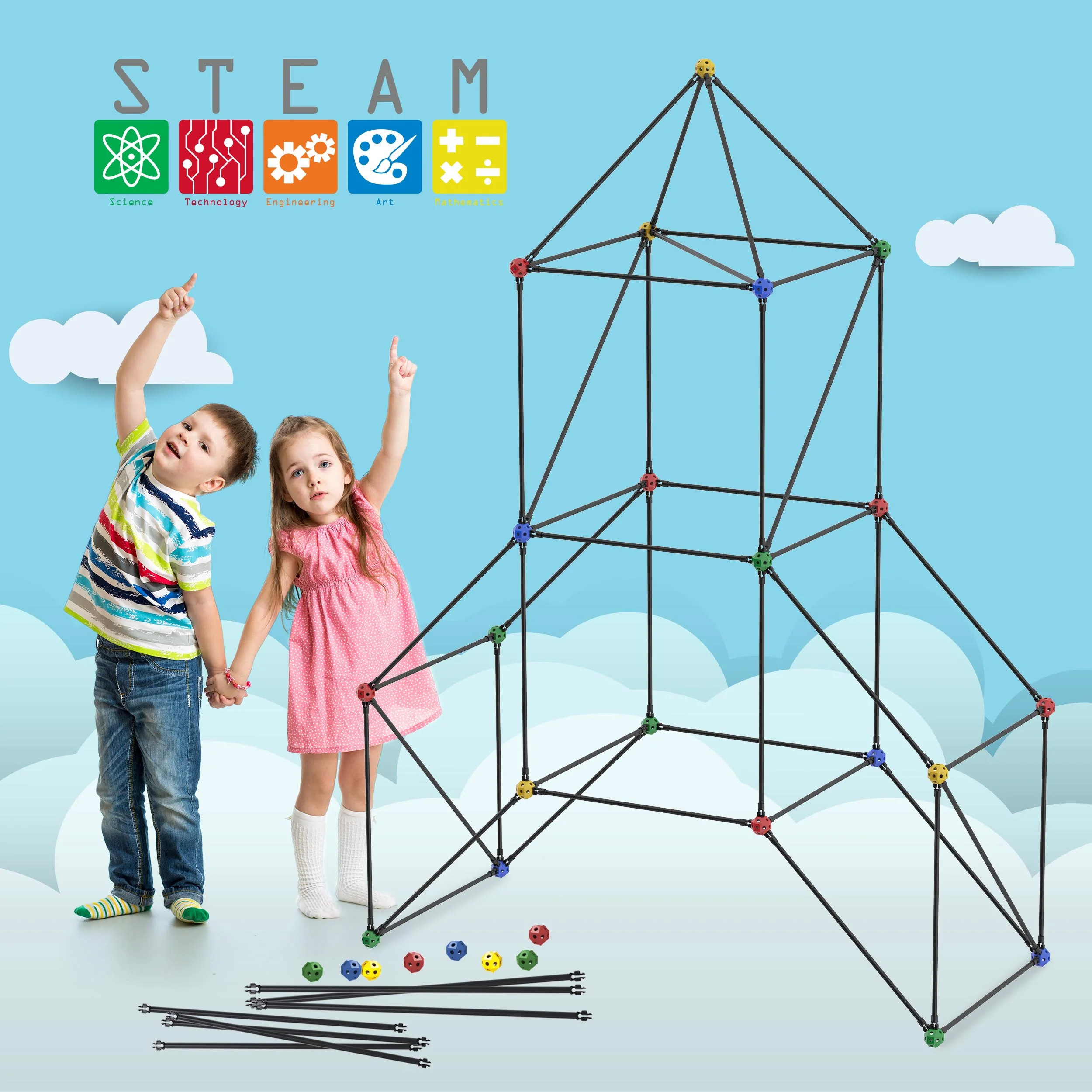 PicassoTiles 150 Piece Fort Building Kit - Image 4