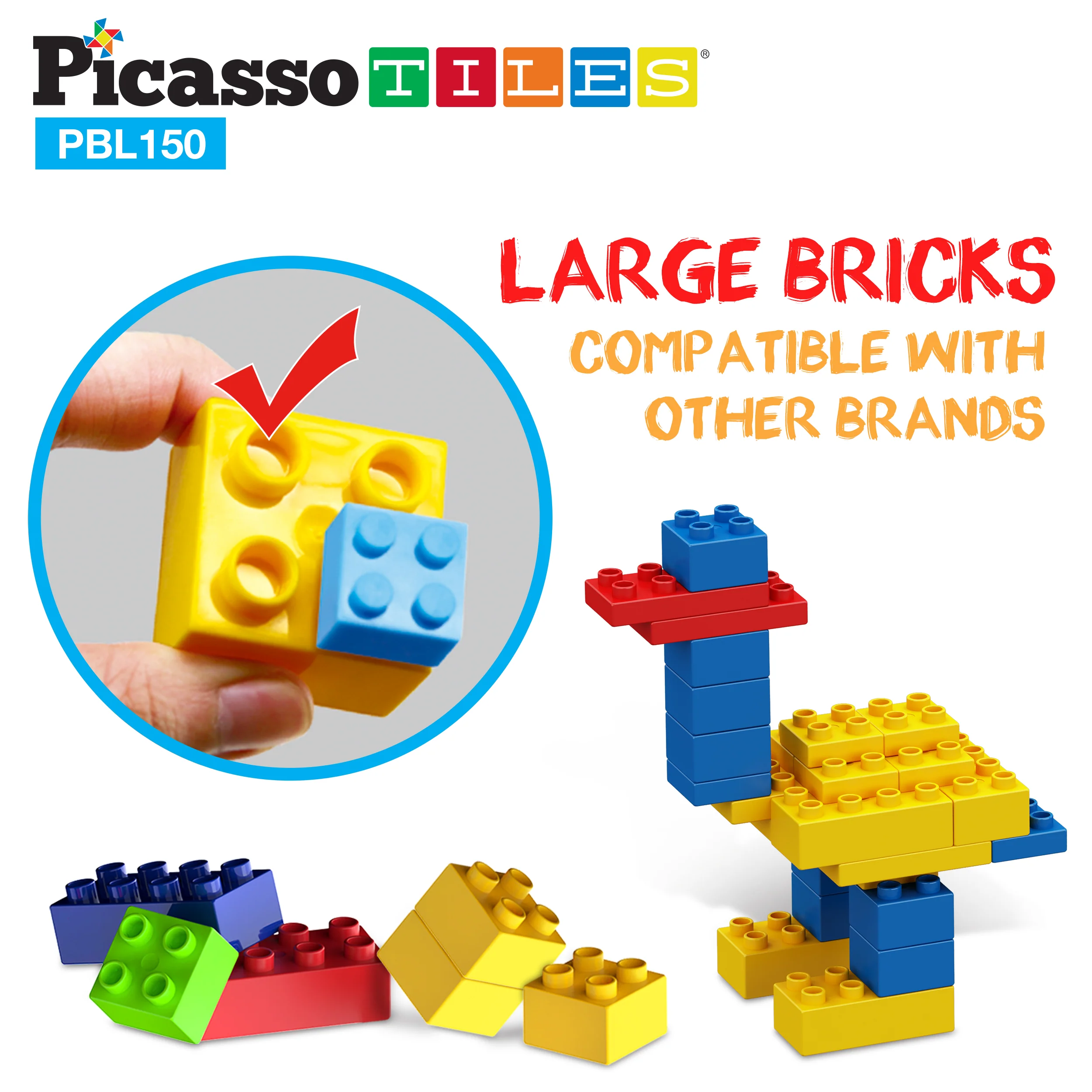 PicassoTiles Large Colorful Building Brick Block Kit - Image 4