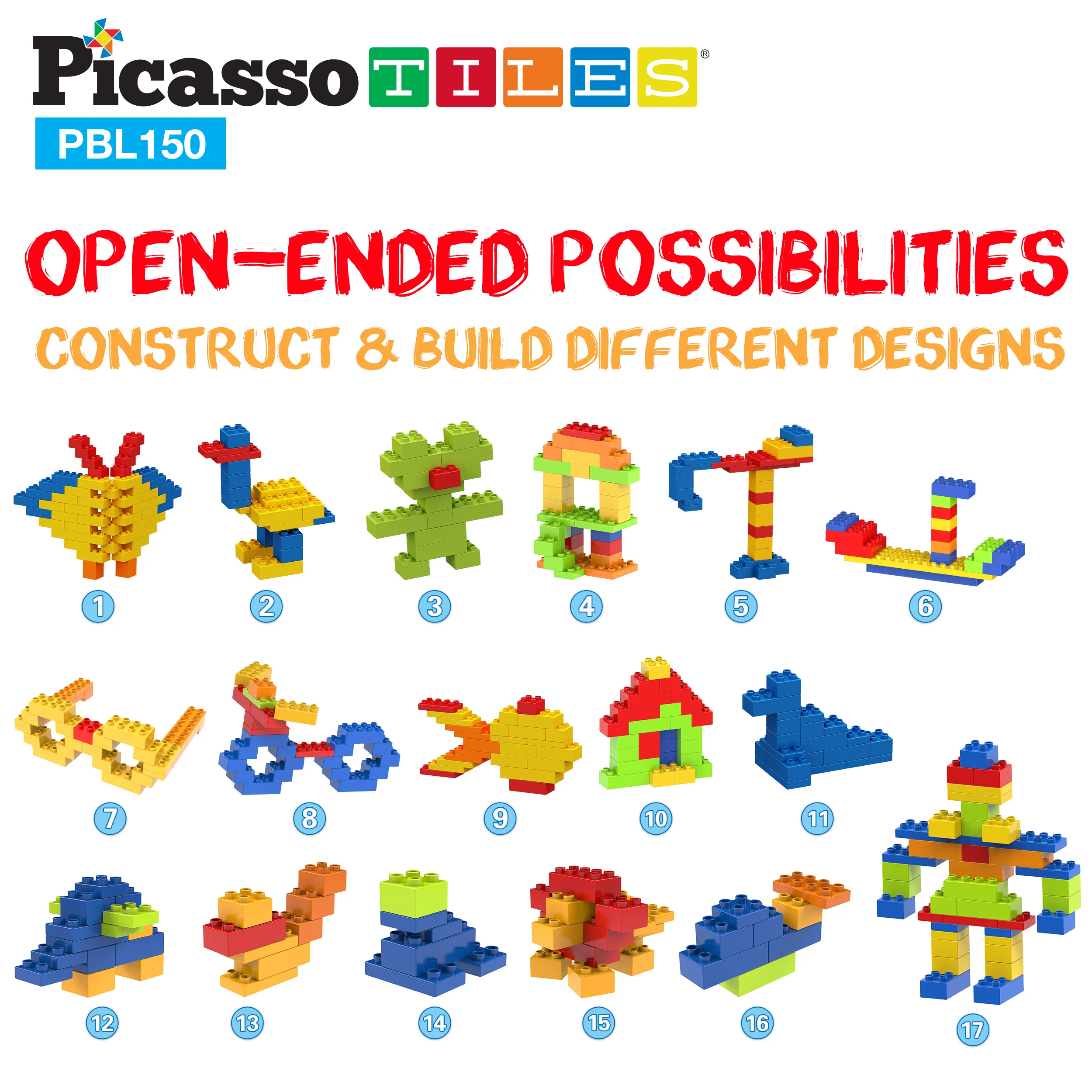 PicassoTiles Large Colorful Building Brick Block Kit - Image 7