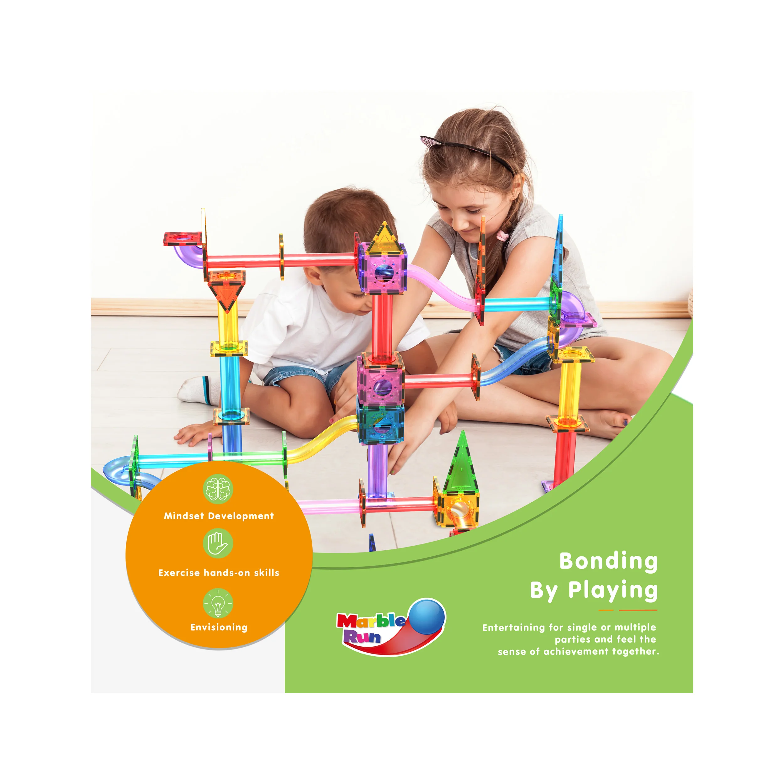 PicassoTiles 150pc Magnetic Marble Run Building Set - Image 4