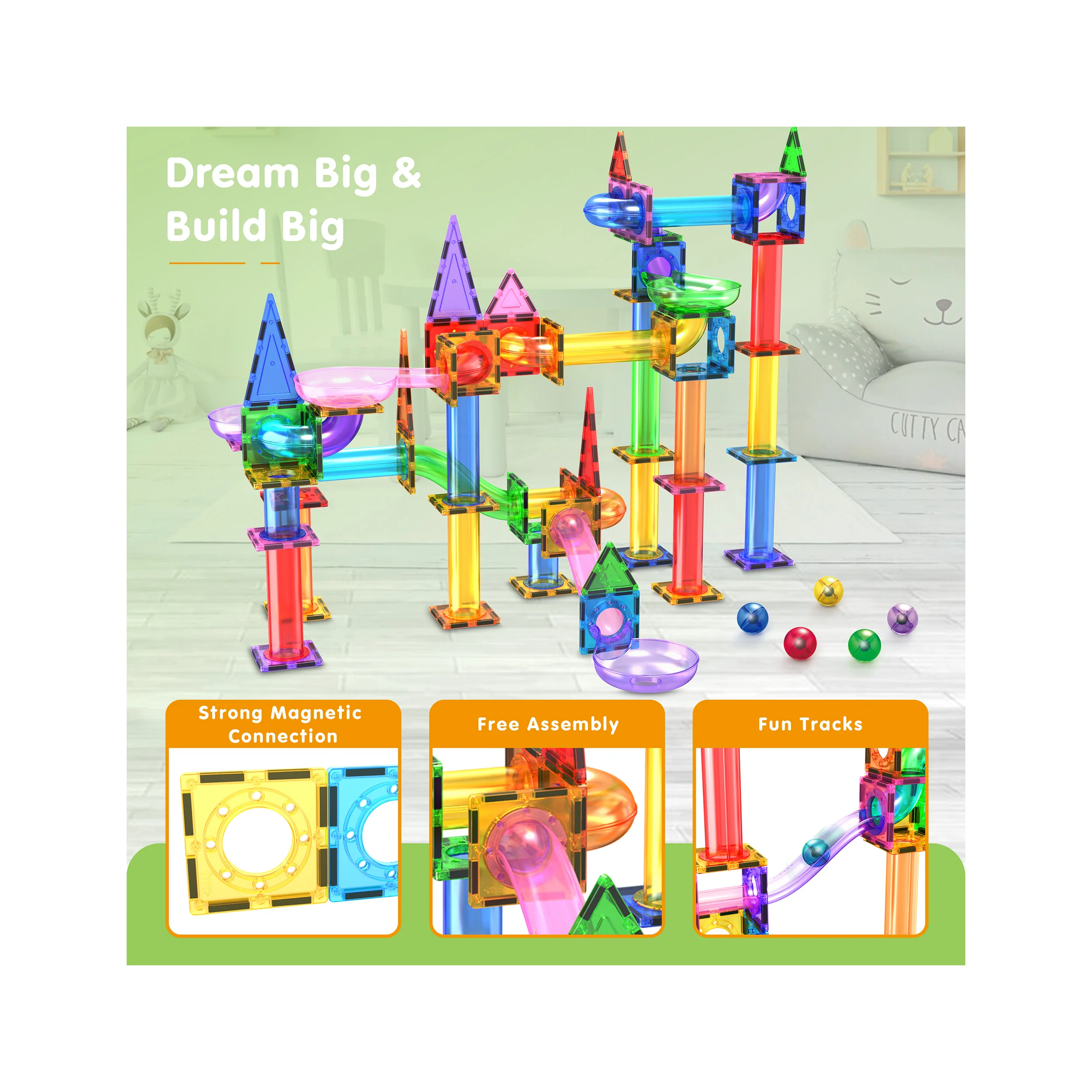 PicassoTiles 150pc Magnetic Marble Run Building Set - Image 7