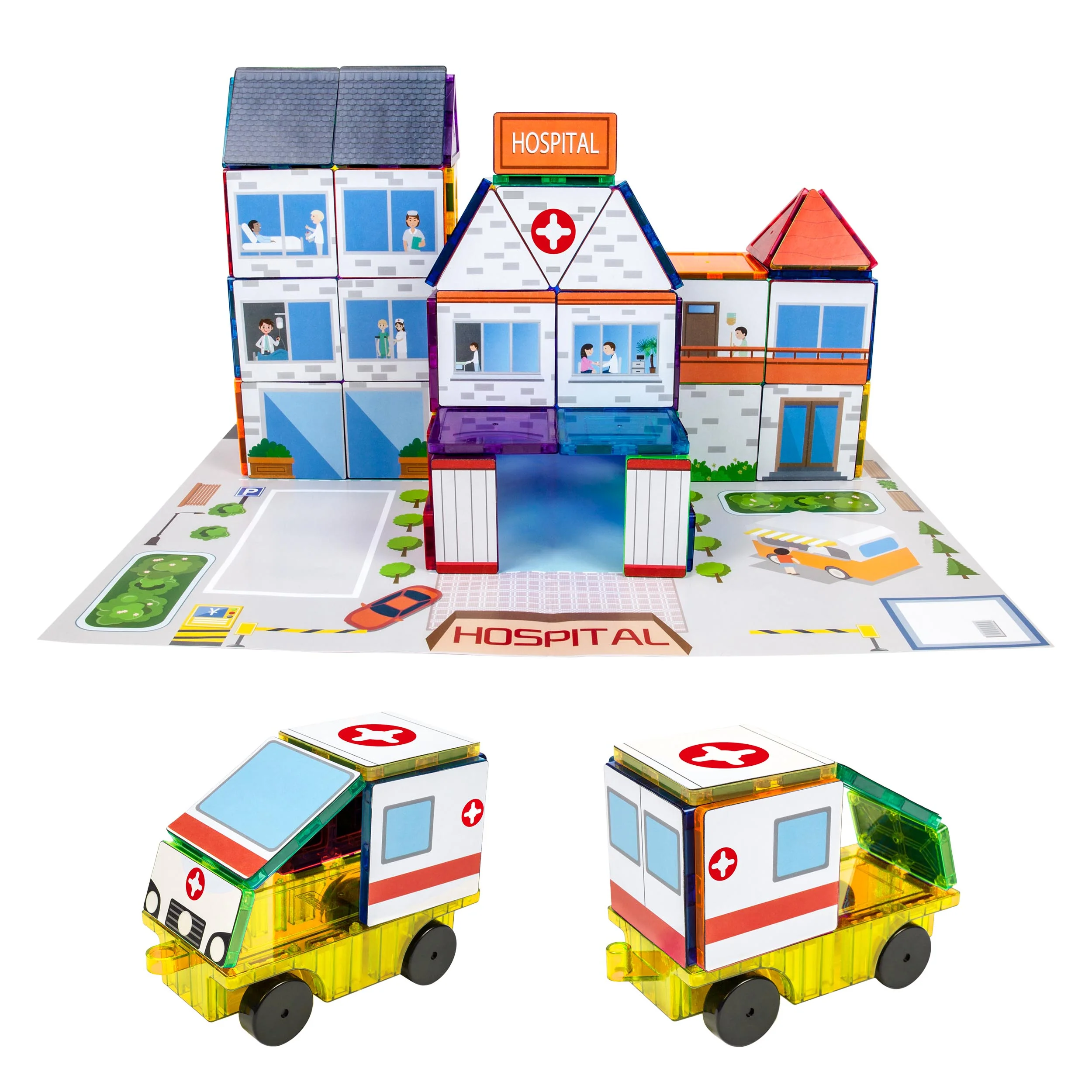 PicassoTiles Imaginative Magnet Tile Cityscape Set with Adhesive Backings - Image 12
