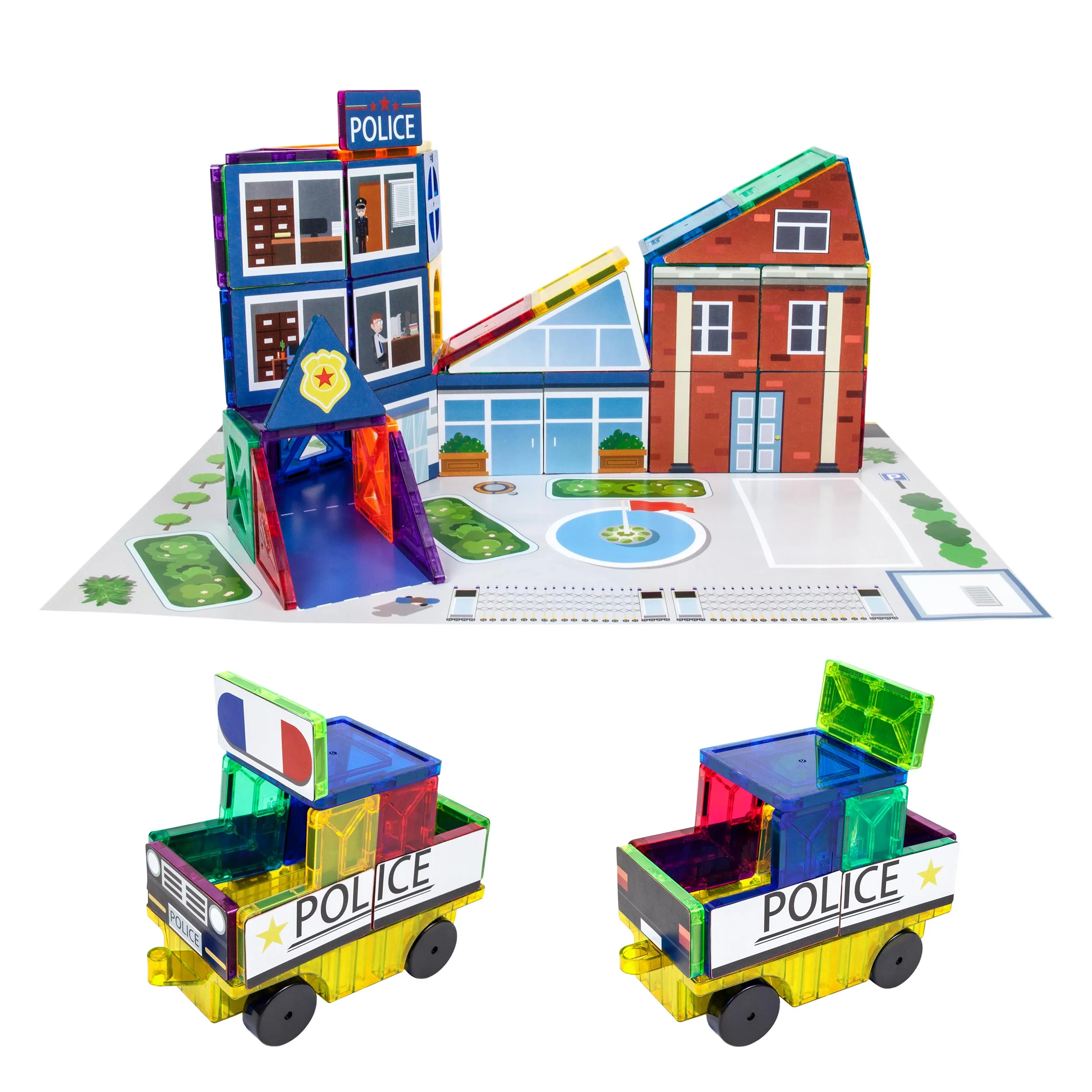 PicassoTiles Imaginative Magnet Tile Cityscape Set with Adhesive Backings - Image 13