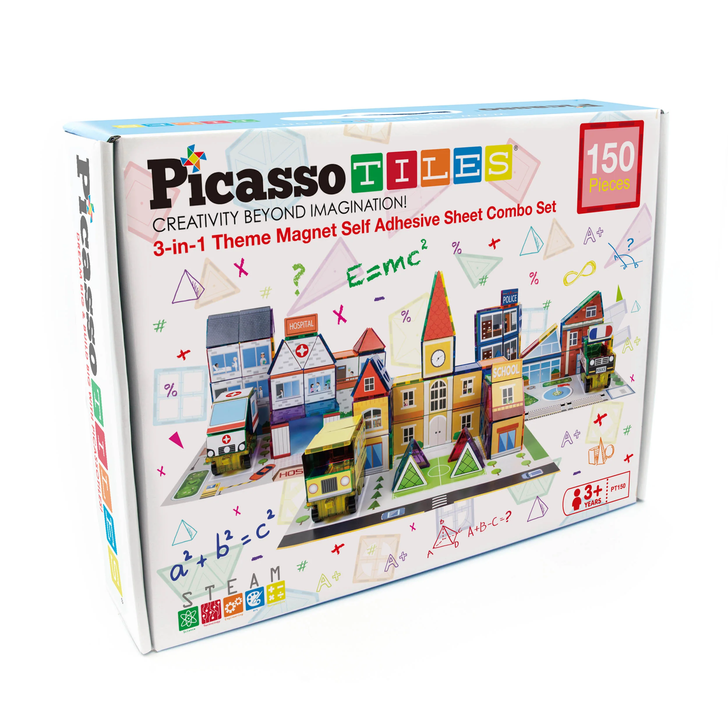 PicassoTiles Imaginative Magnet Tile Cityscape Set with Adhesive Backings - Image 15