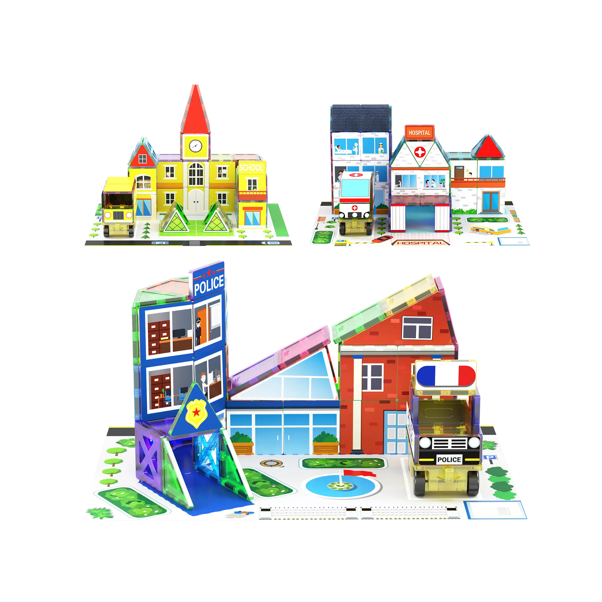 PicassoTiles Imaginative Magnet Tile Cityscape Set with Adhesive Backings - Image 2