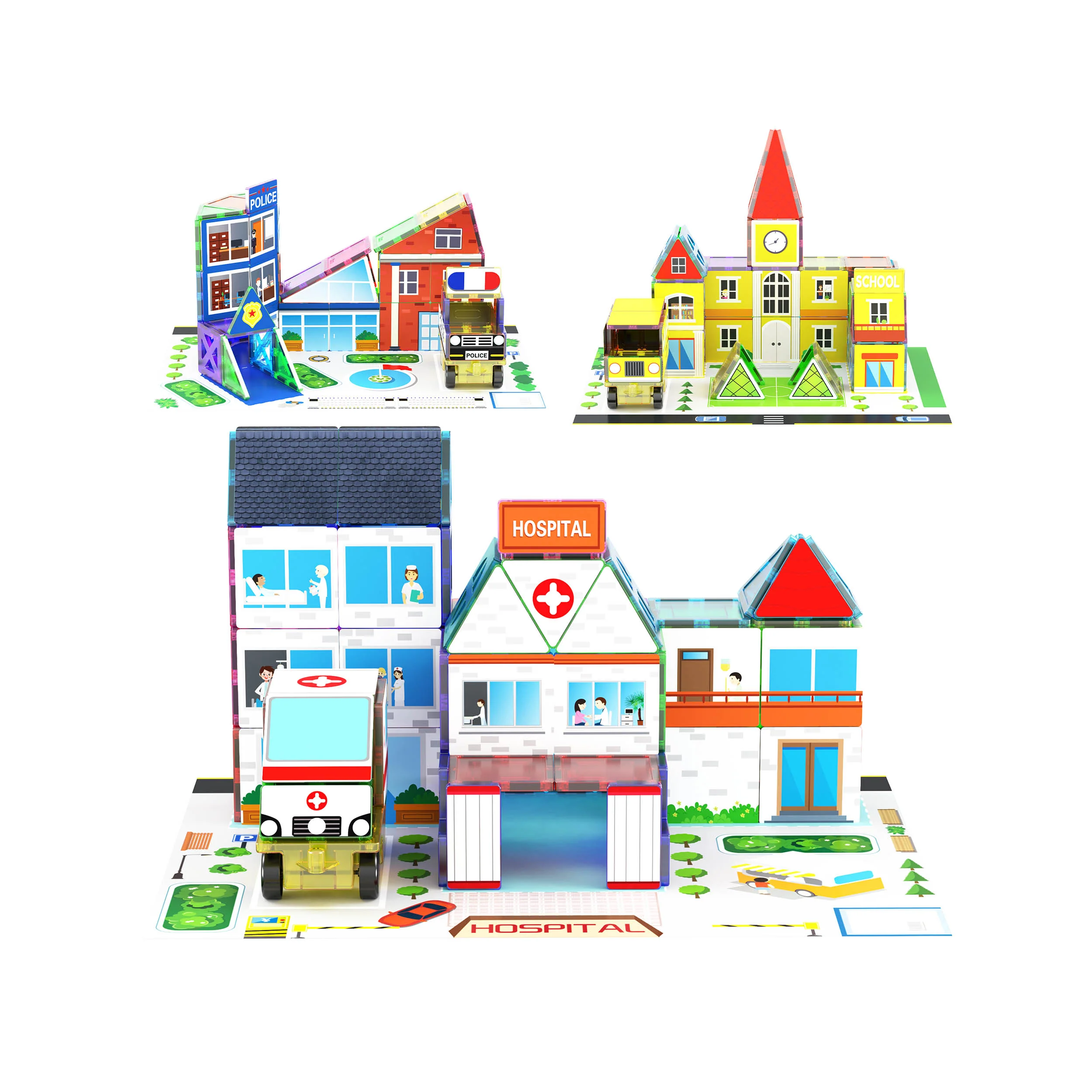 PicassoTiles Imaginative Magnet Tile Cityscape Set with Adhesive Backings - Image 3