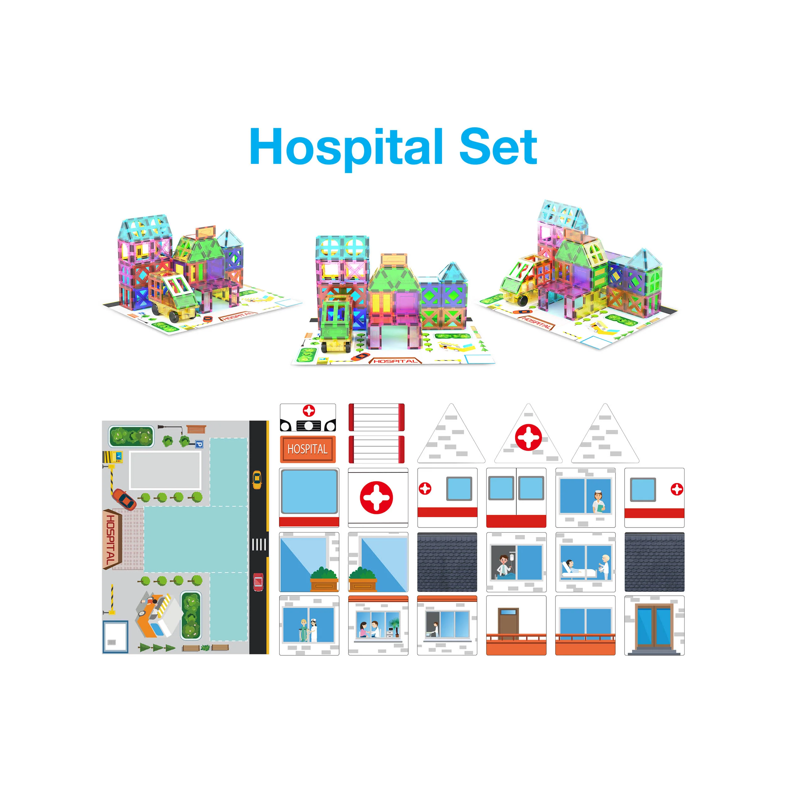 PicassoTiles Imaginative Magnet Tile Cityscape Set with Adhesive Backings - Image 9