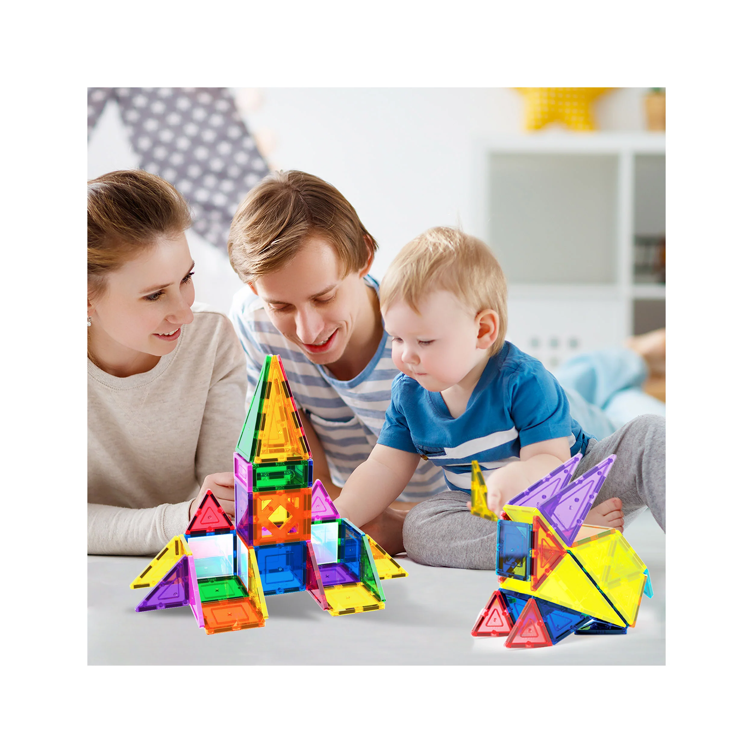 PicassoTiles 152pc Magnetic Tiles Mirror Tiles Design Set - Image 2