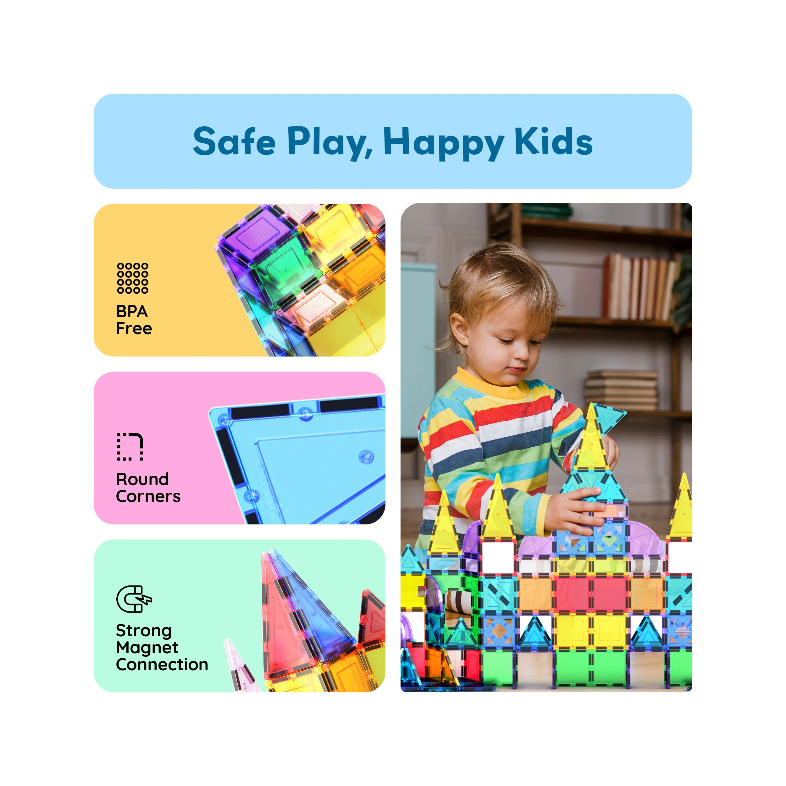 PicassoTiles 152pc Magnetic Tiles Mirror Tiles Design Set - Image 6