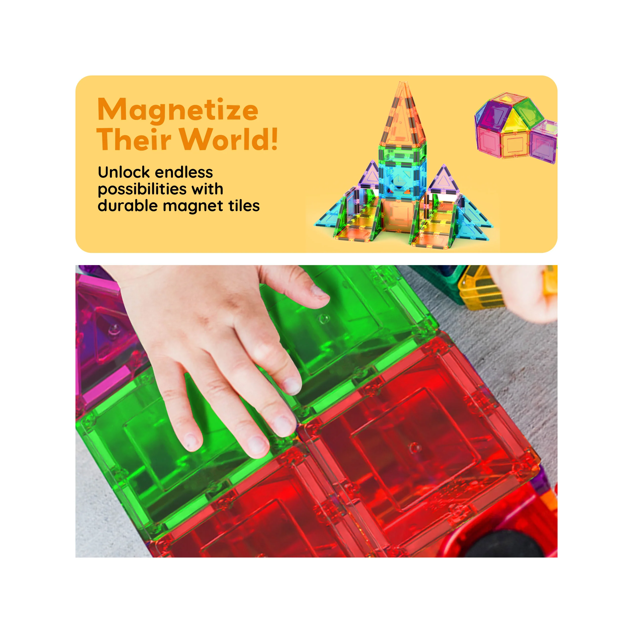 PicassoTiles 152pc Magnetic Tiles Mirror Tiles Design Set - Image 7