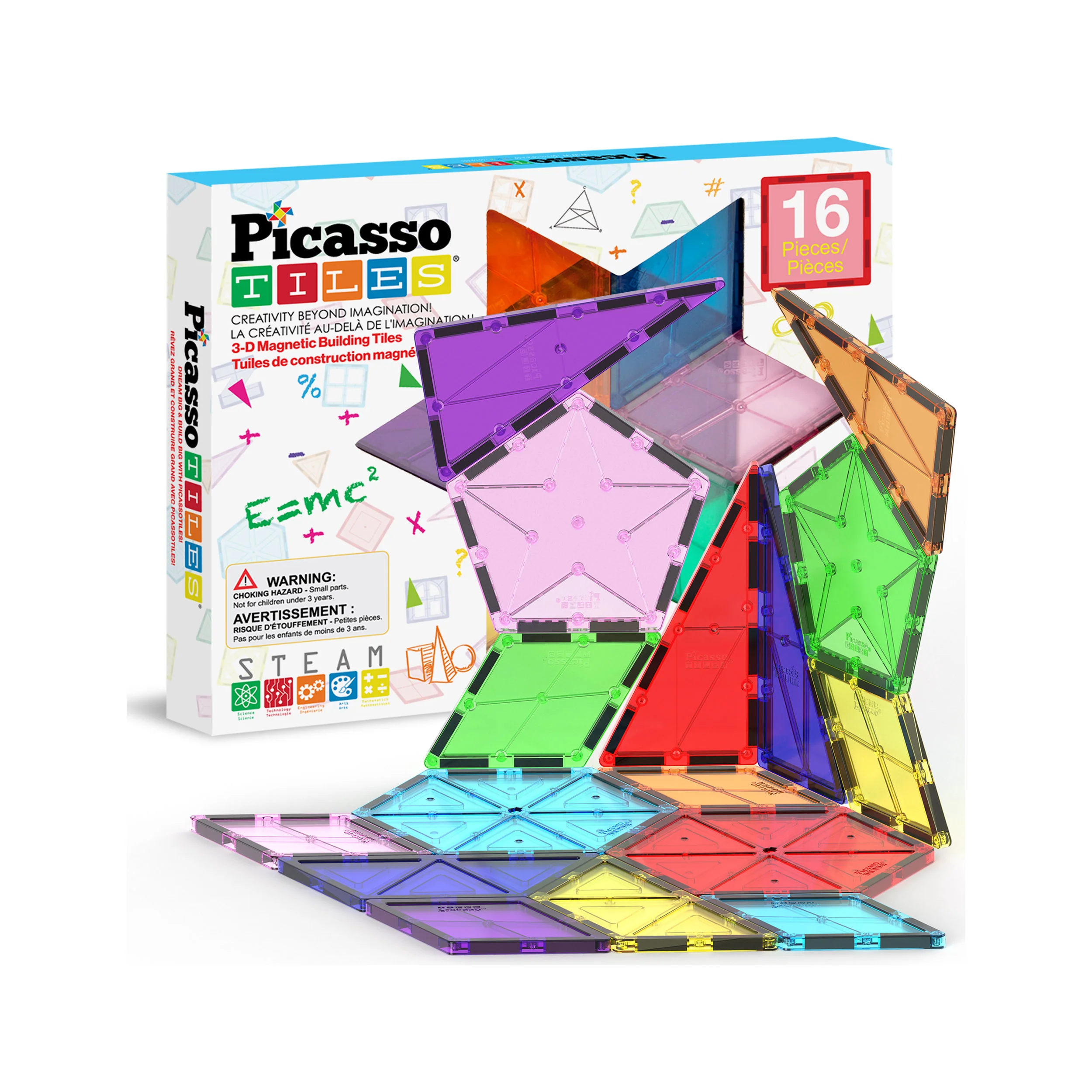 PicassoTiles Geometric Shape Magnetic Tiles Set (16 Pieces) - Image 10