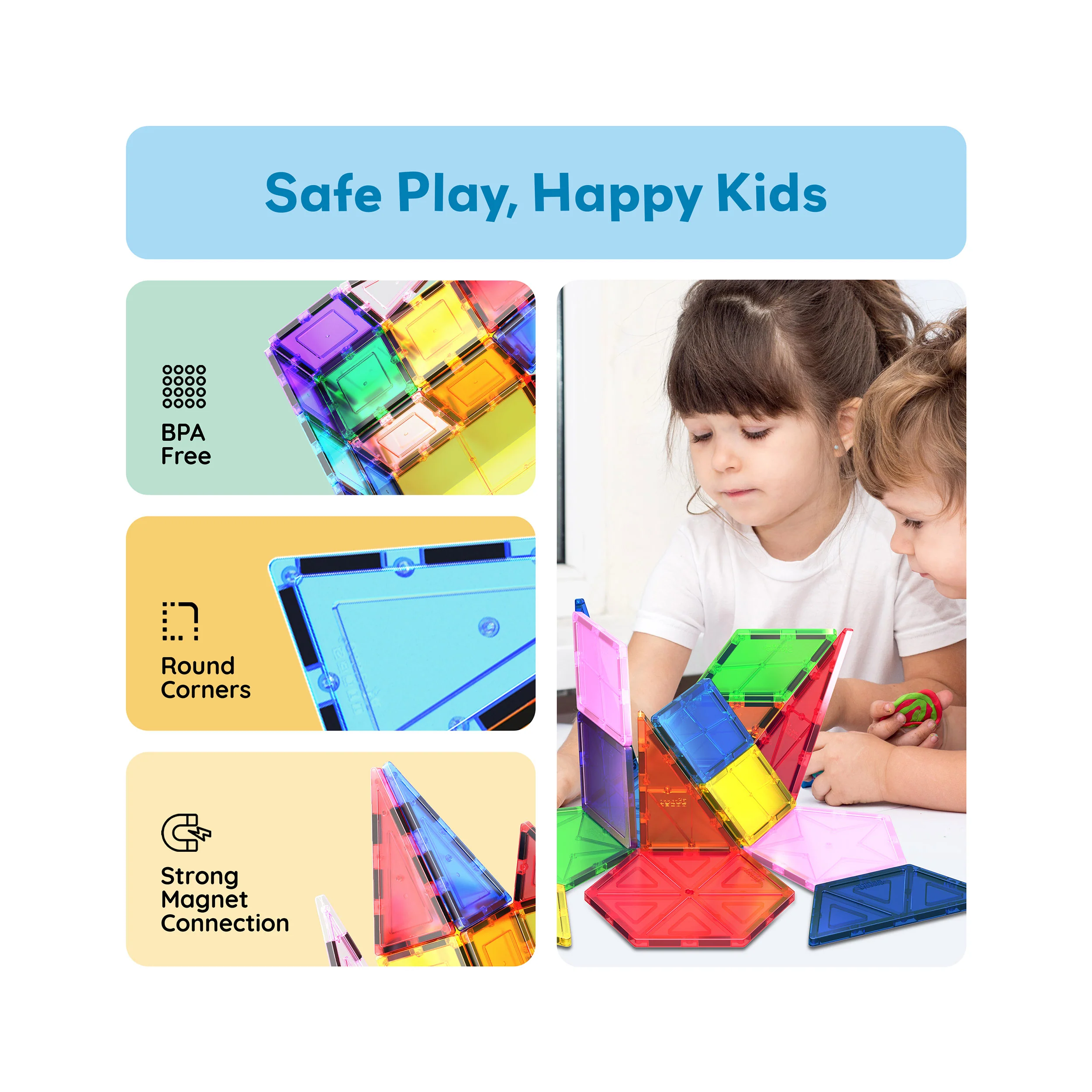 PicassoTiles Geometric Shape Magnetic Tiles Set (16 Pieces) - Image 6