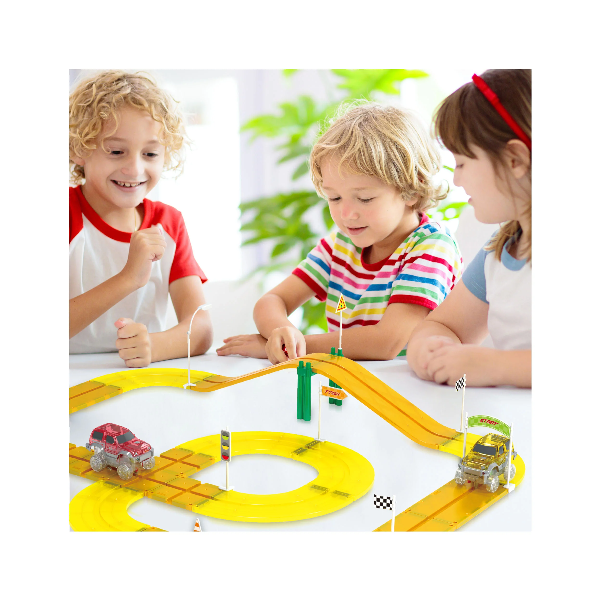 PicassoTiles Magnet Tile Race Track Traffic Sign Accessory 18pc Kit - Image 2