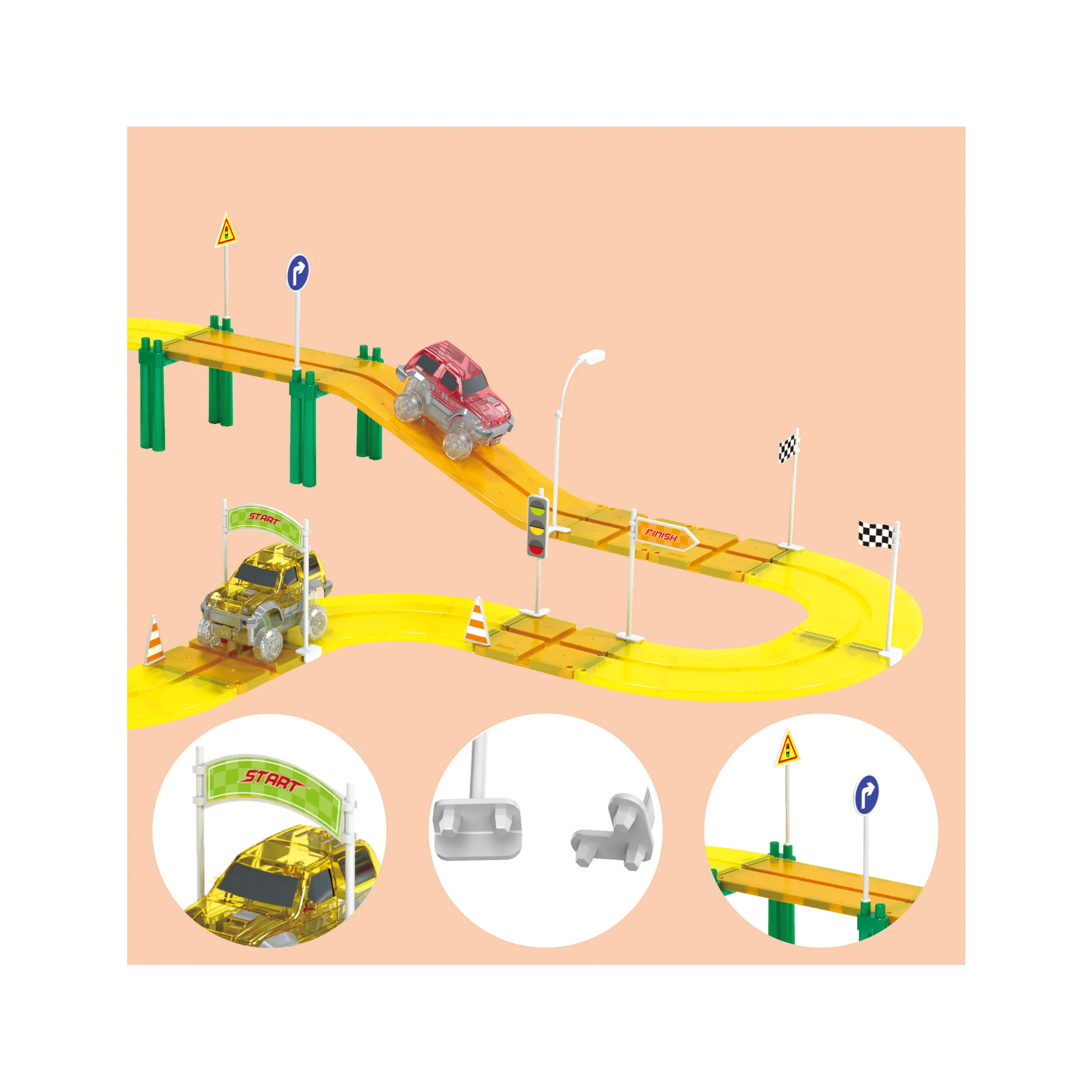 PicassoTiles Magnet Tile Race Track Traffic Sign Accessory 18pc Kit - Image 5