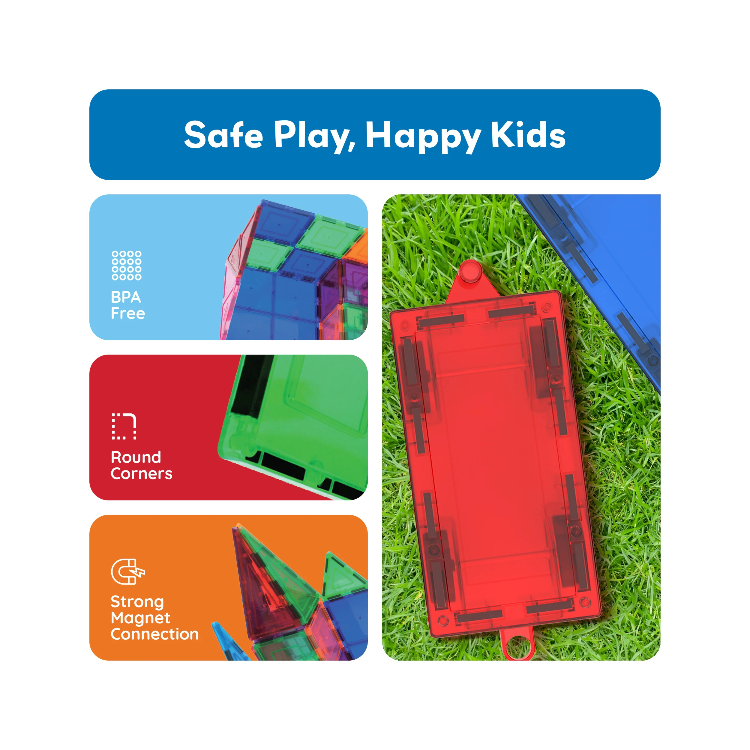 PicassoTiles Magnetic Tile Car and Truck Base Set - Image 5