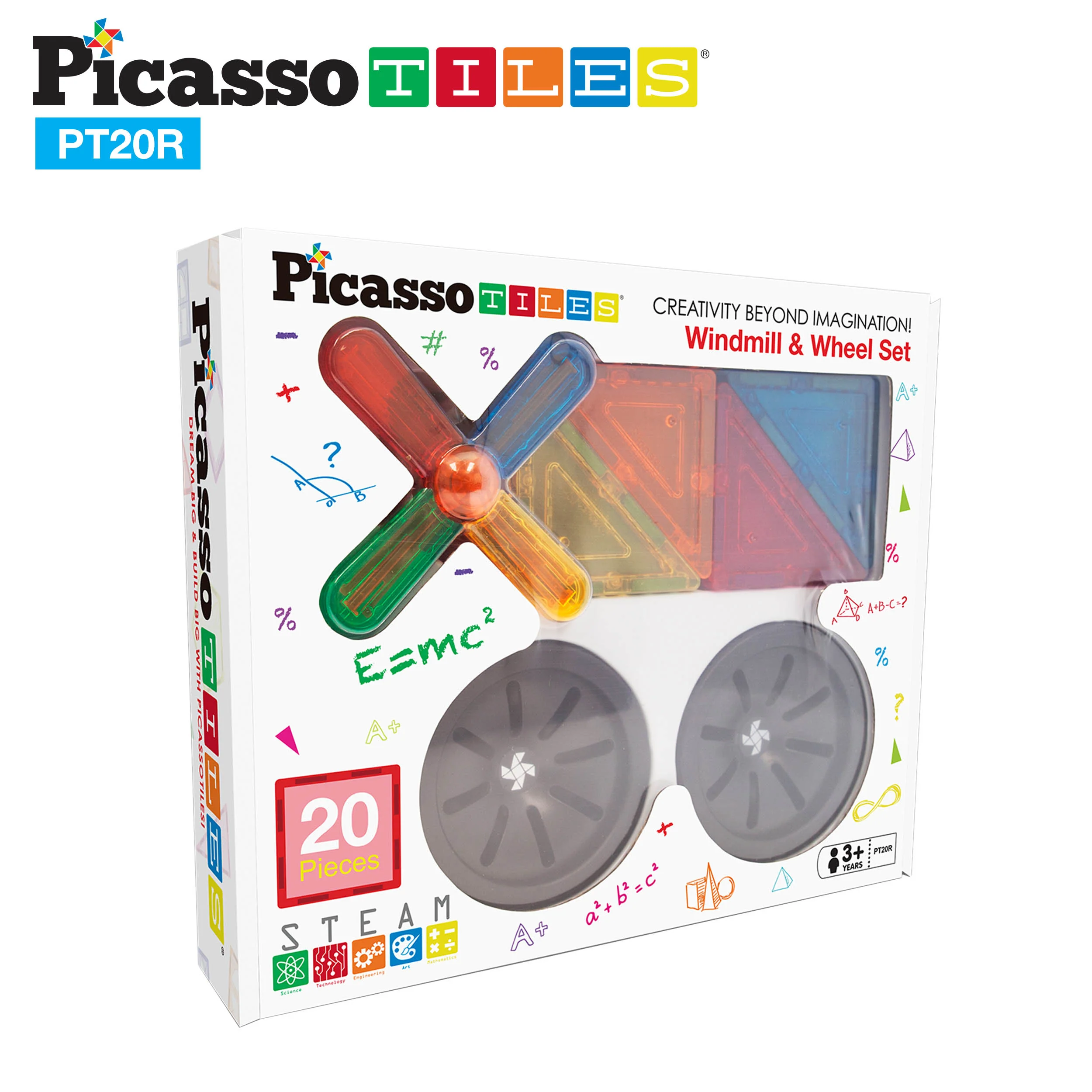 PicassoTiles 20pc Windmill & Wheel Magnetic Tile Set - Image 10
