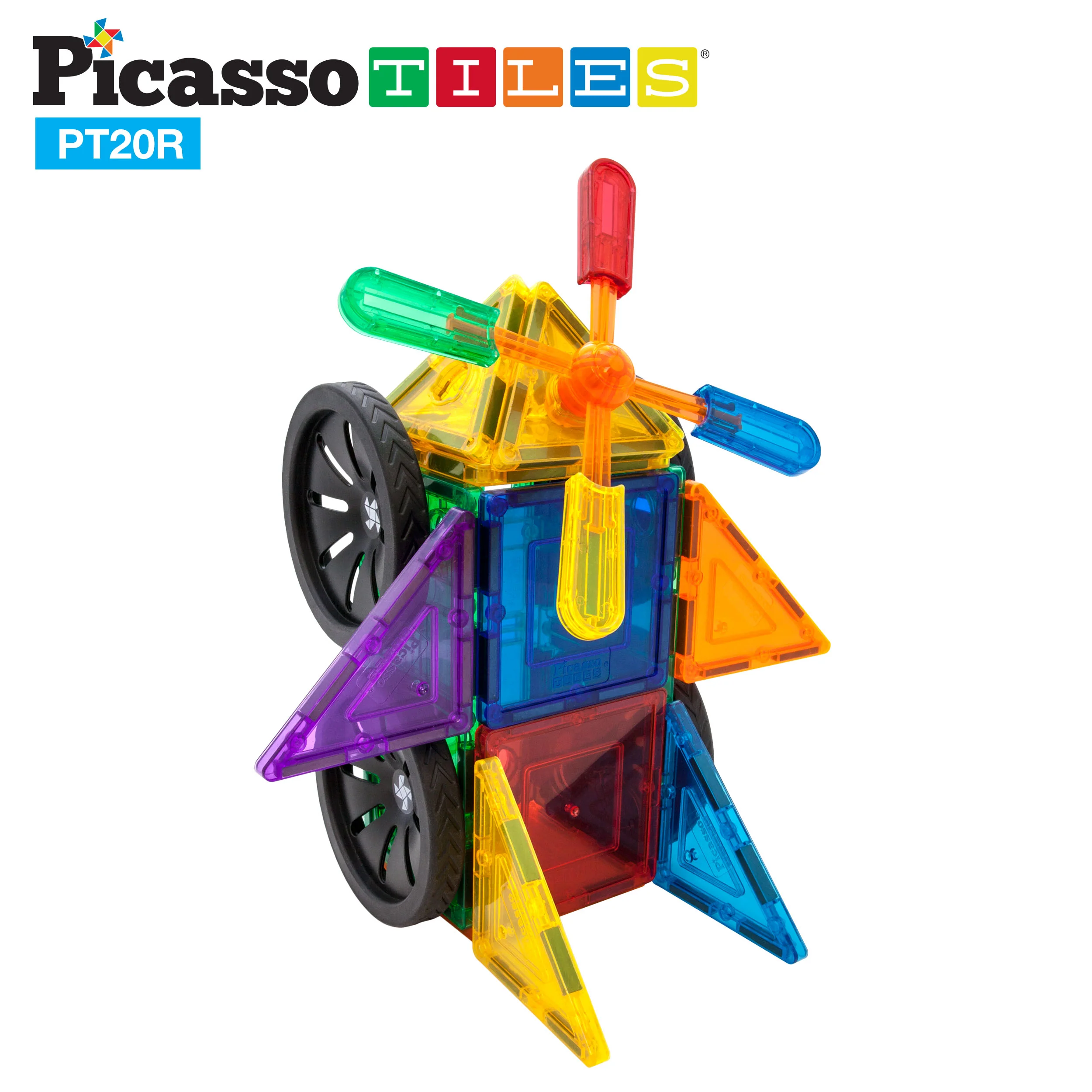 PicassoTiles 20pc Windmill & Wheel Magnetic Tile Set - Image 5