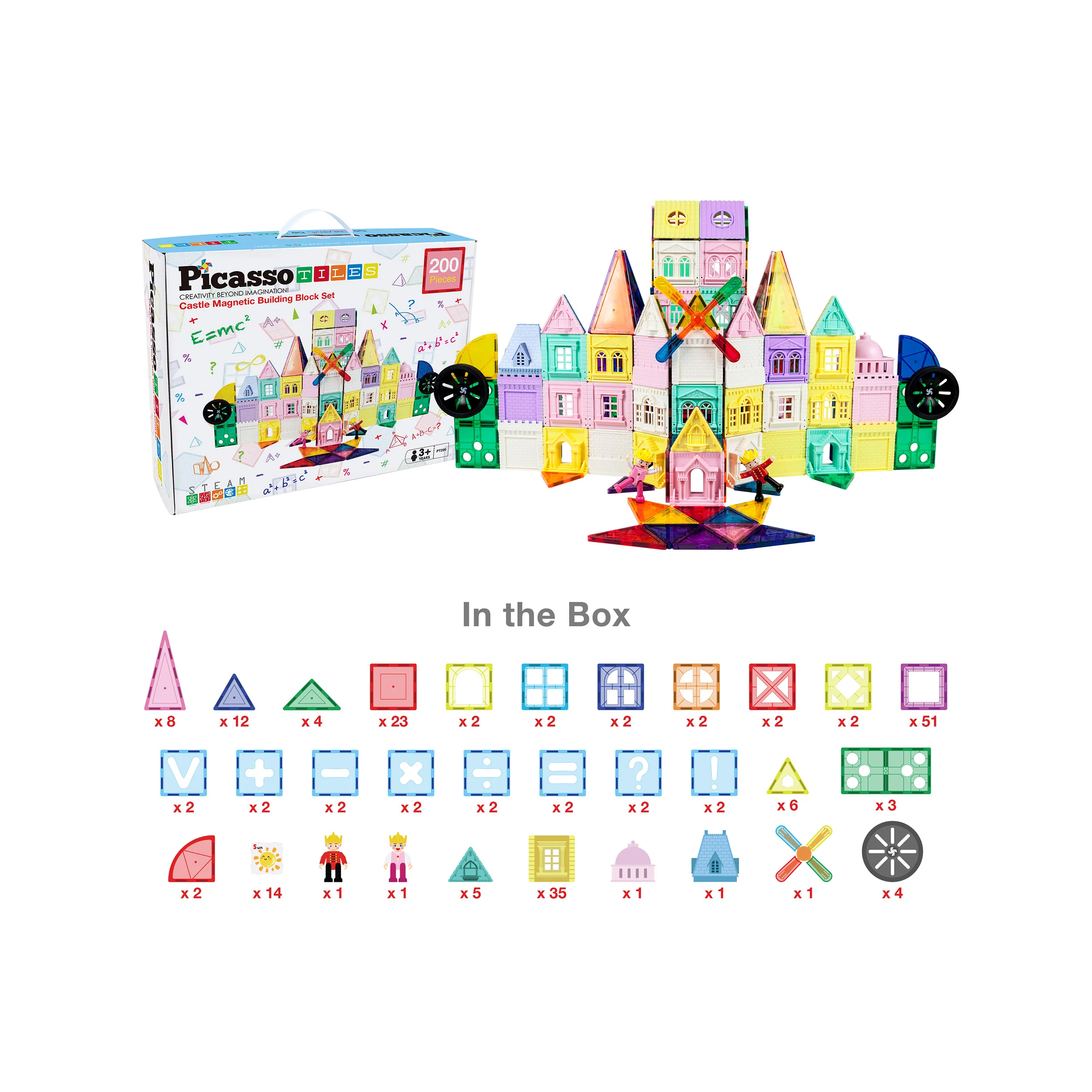 PicassoTiles Magnetic Tile Castle Set with Action Figures & Enhancements - Image 7