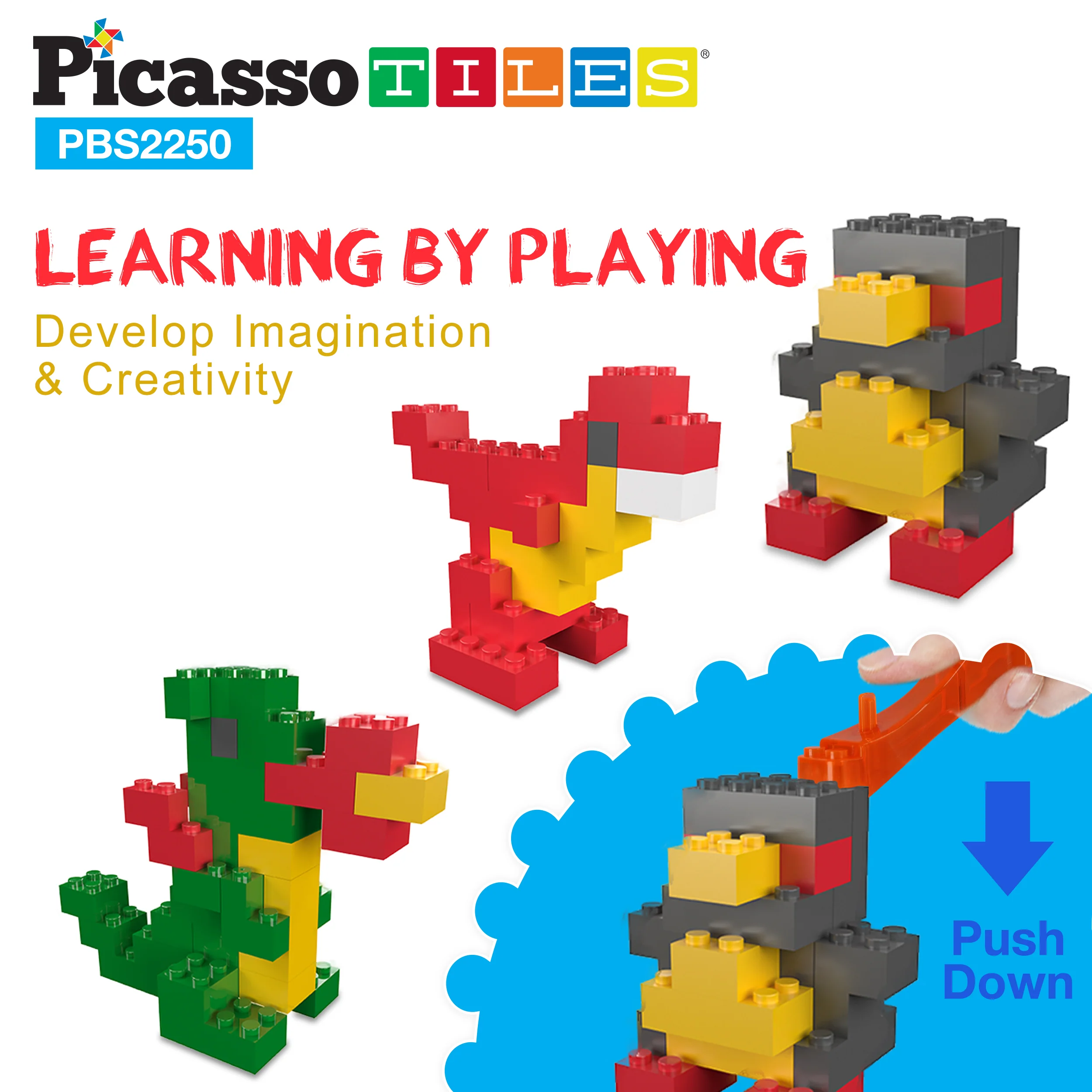 PicassoTiles Building Brick Block 2250 Piece Set - Image 4