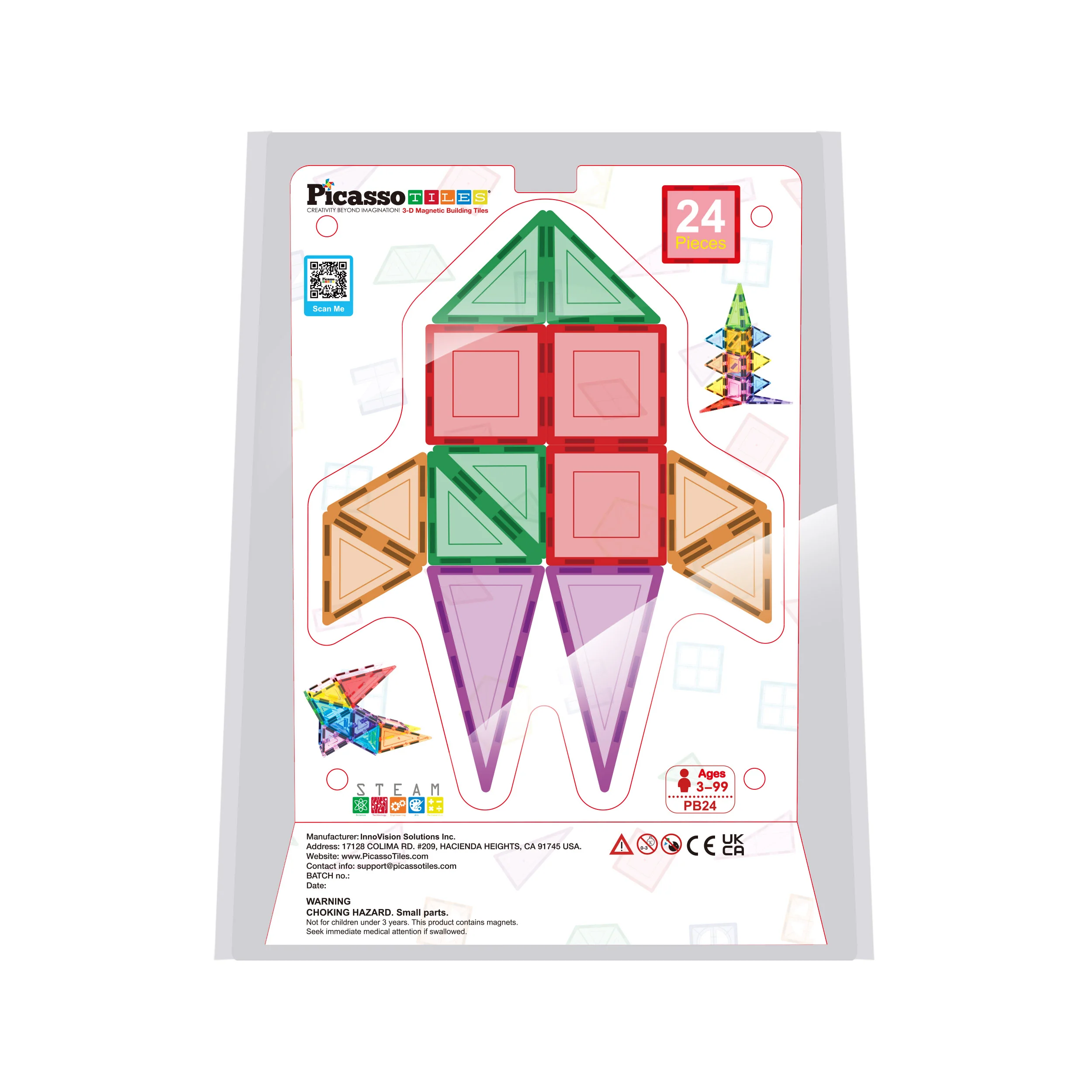 PicassoTiles Magnet Building Tiles Classic 24 Piece - Image 3