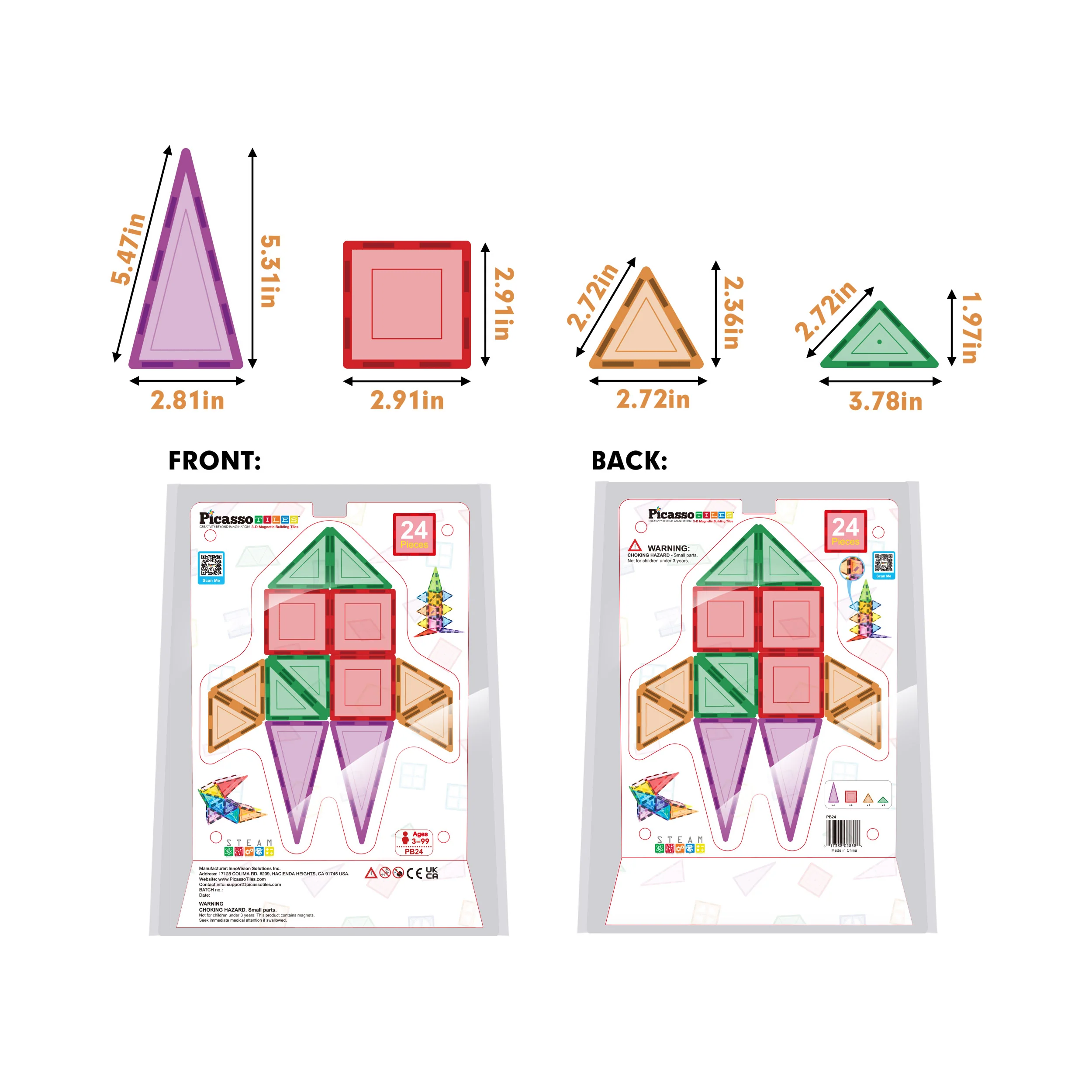 PicassoTiles Magnet Building Tiles Classic 24 Piece - Image 5
