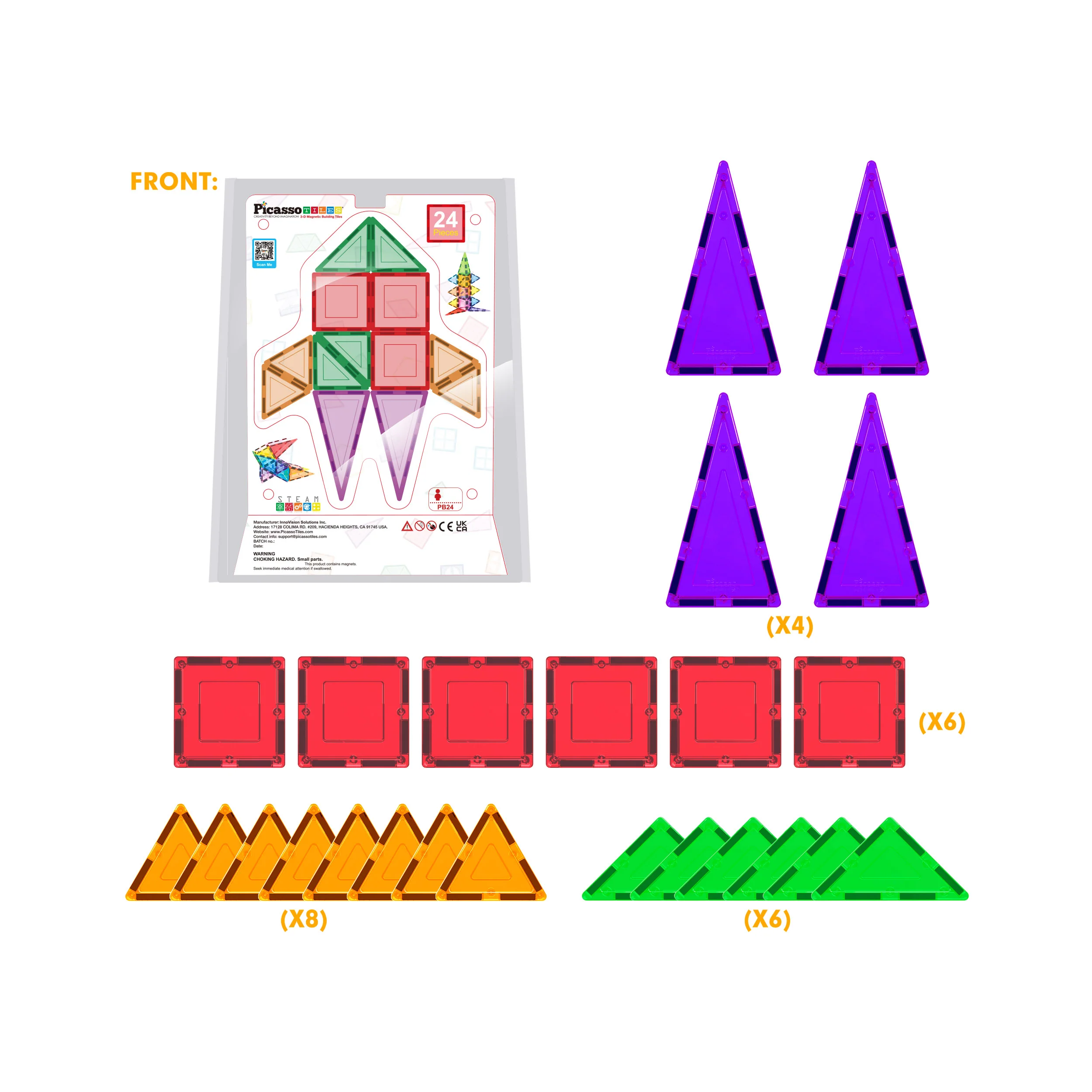 PicassoTiles Magnet Building Tiles Classic 24 Piece - Image 8