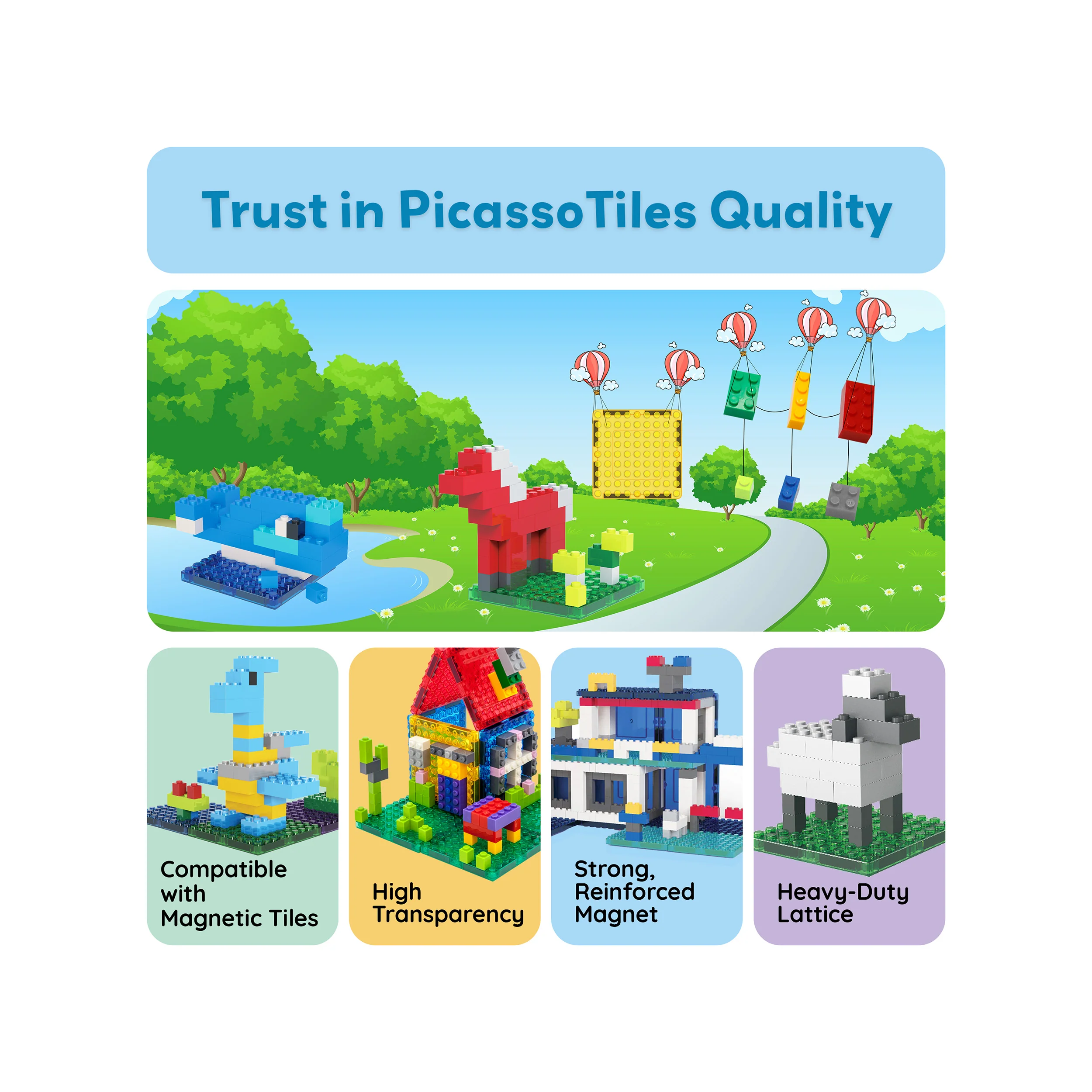 PicassoTiles Magnetic Tile Brick Block Combo Set - Image 8