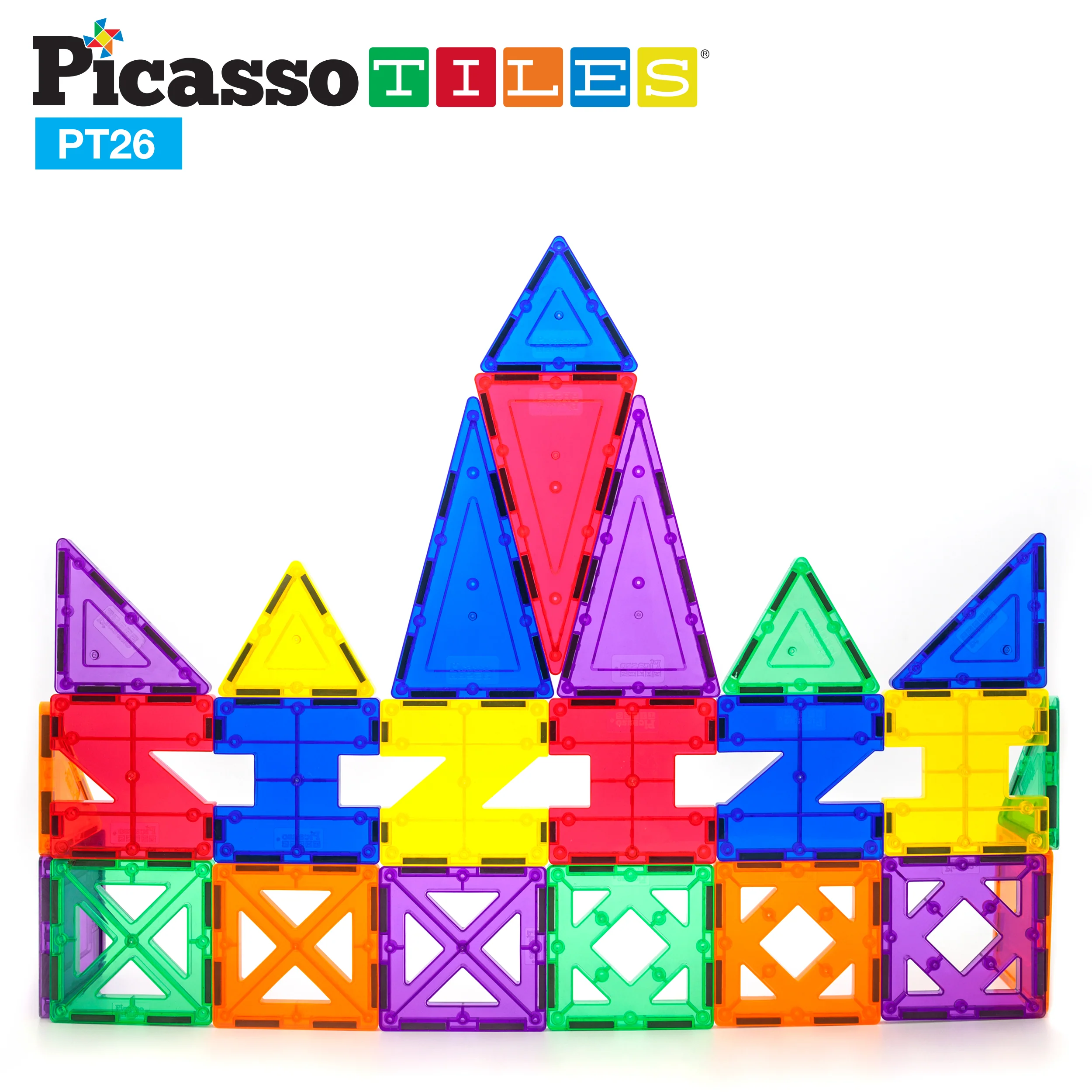 PicassoTiles Magnet Tile Car Base Stack-n-Build Set - 26 Pieces - Image 5