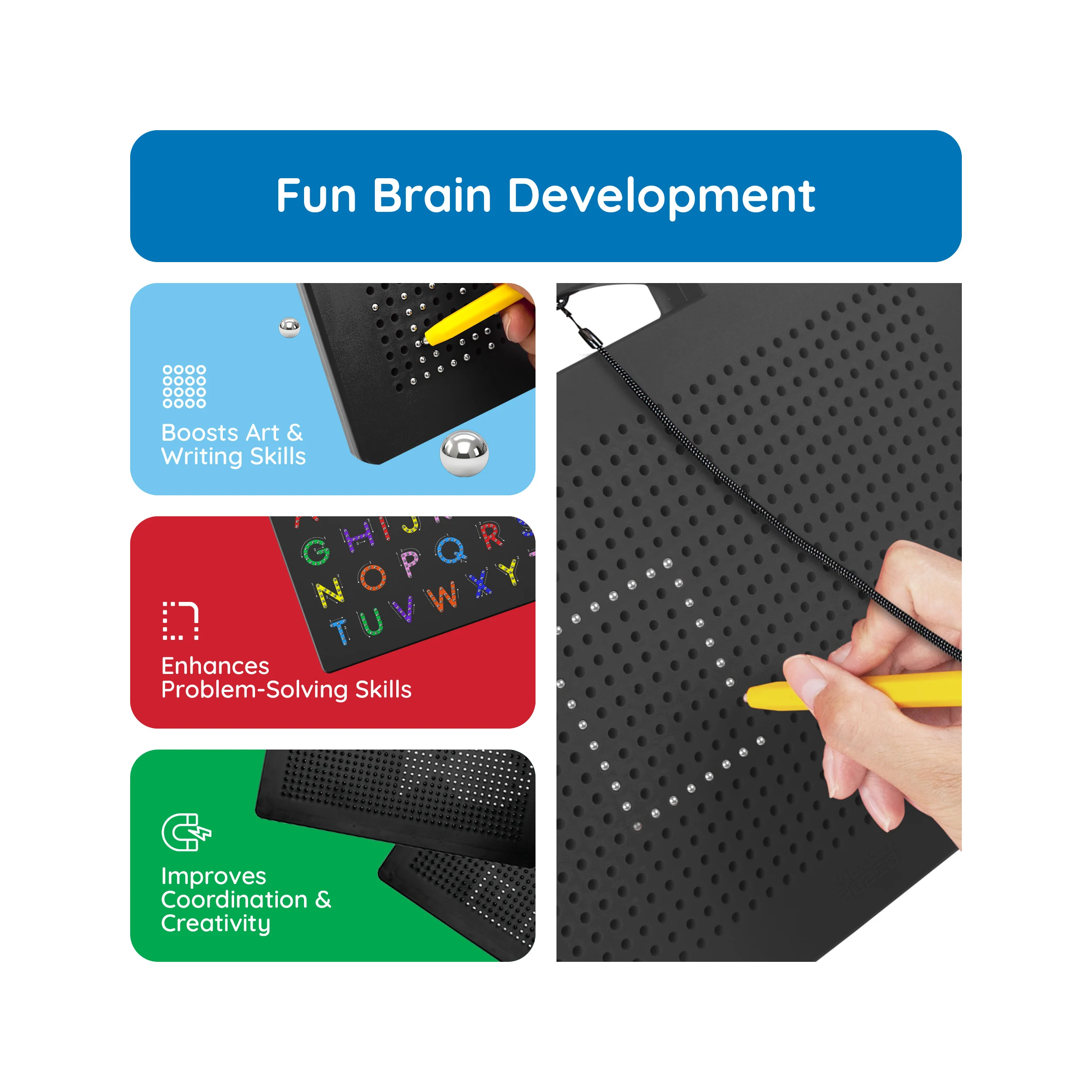 PicassoTiles 4-in-1 Magnetic Drawing Board Alphabet & Number Tracing - Image 5