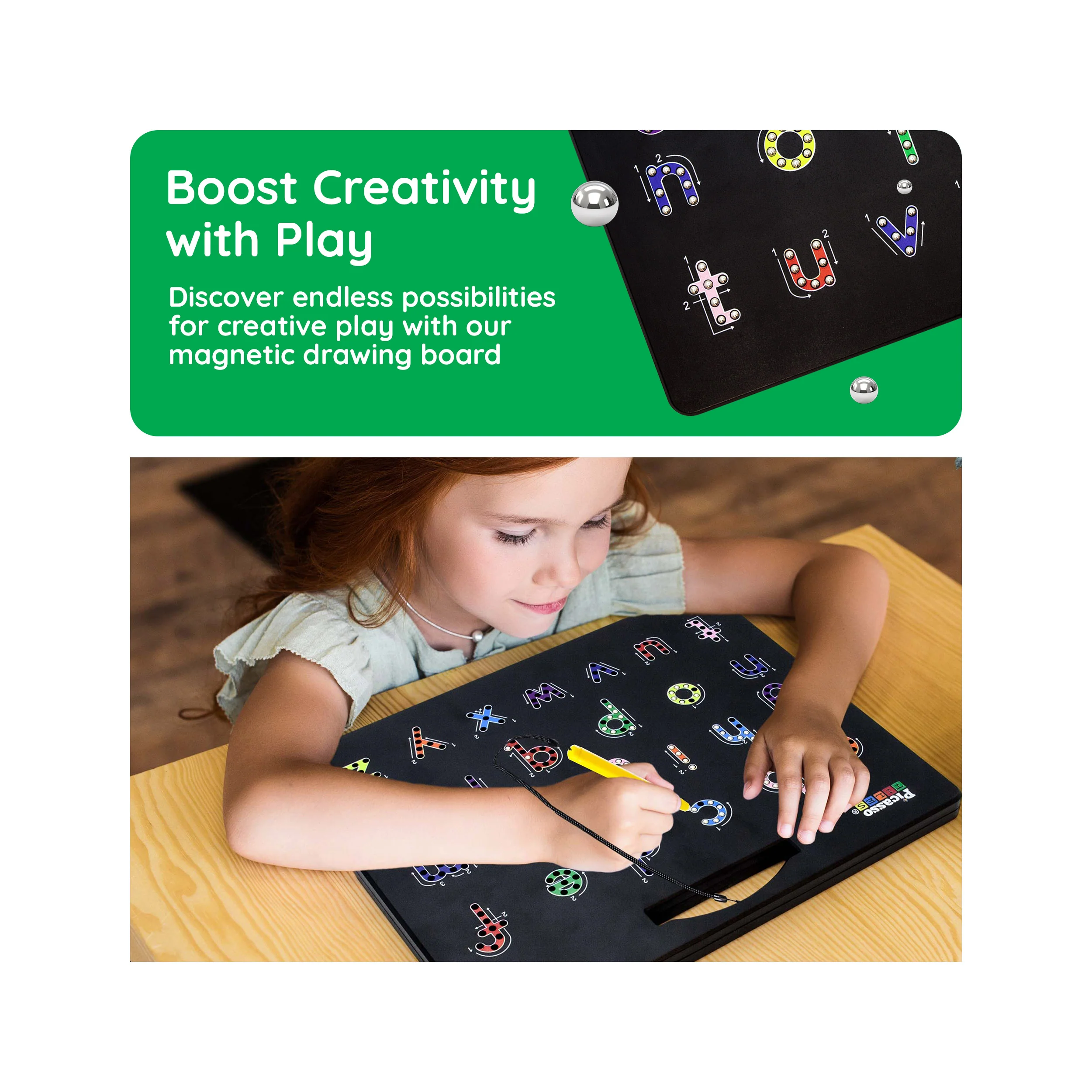 PicassoTiles 4-in-1 Magnetic Drawing Board Alphabet & Number Tracing - Image 6