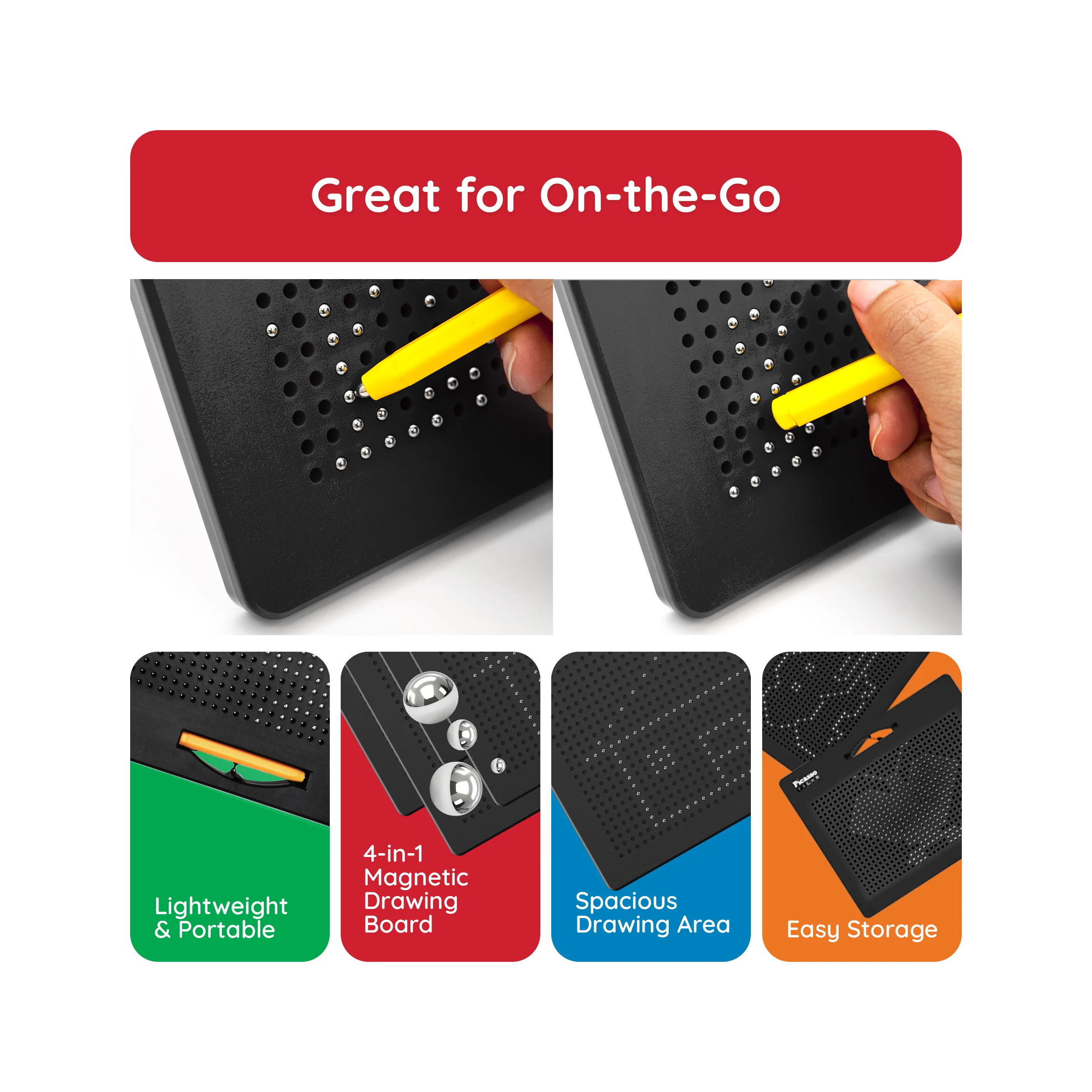 PicassoTiles 4-in-1 Magnetic Drawing Board Alphabet & Number Tracing - Image 7