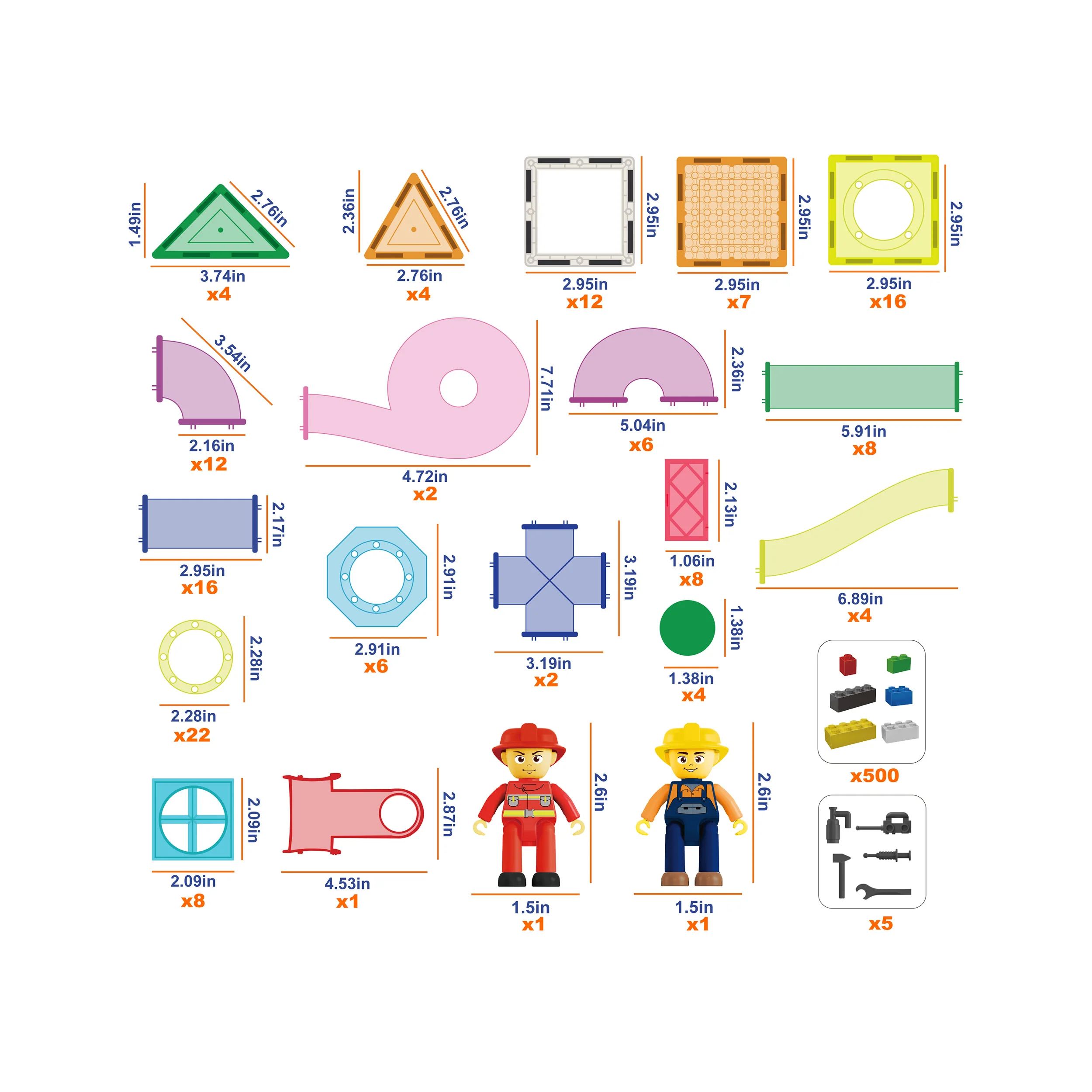 PicassoTiles 3-in-1 Marble Run, Magnetic Tiles, and Interlocking Bricks Set with Storage Bin - 650 Pieces - Image 6