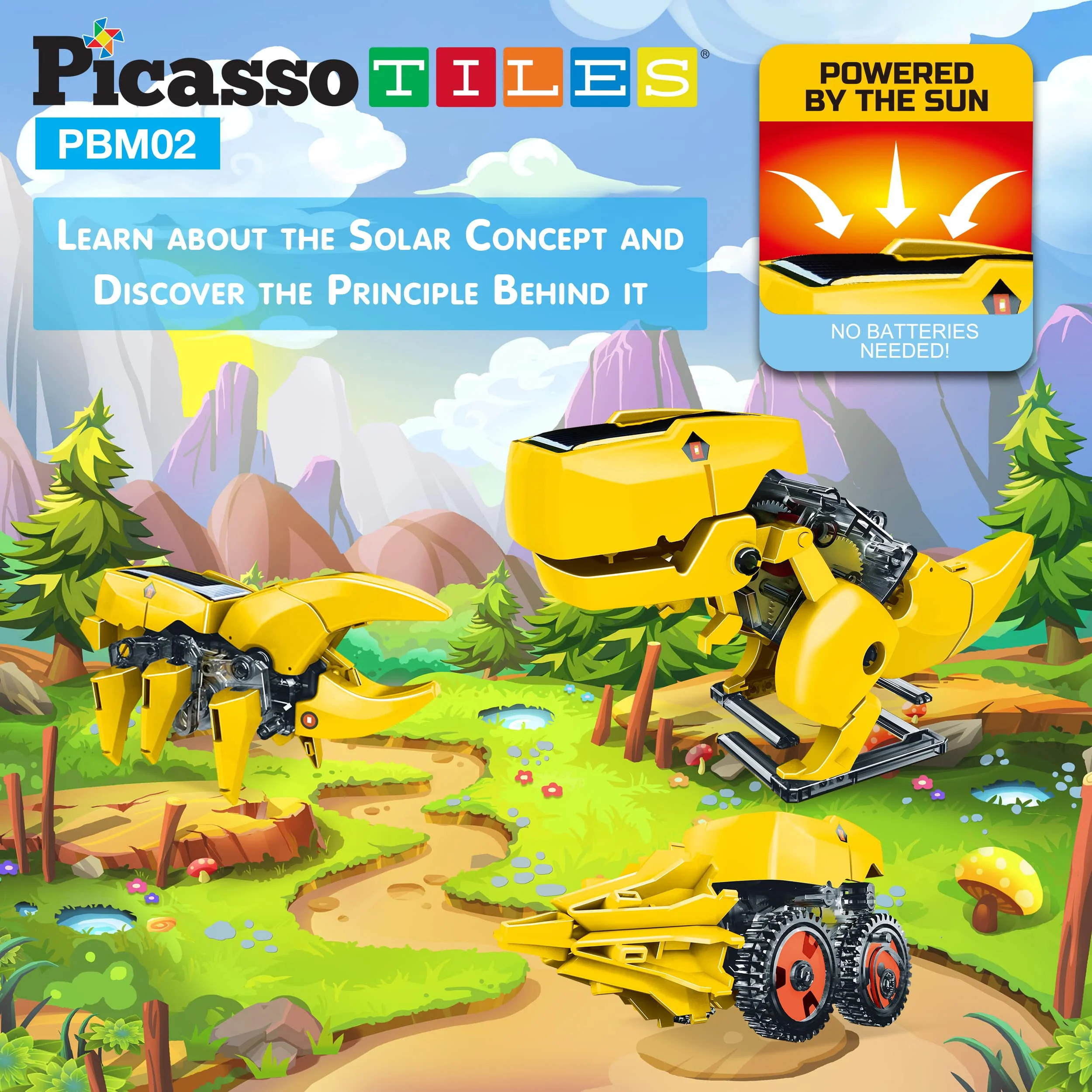 PicassoTiles 3-in-1 Solar Powered Dinosaur Robot Science Kit - Image 3