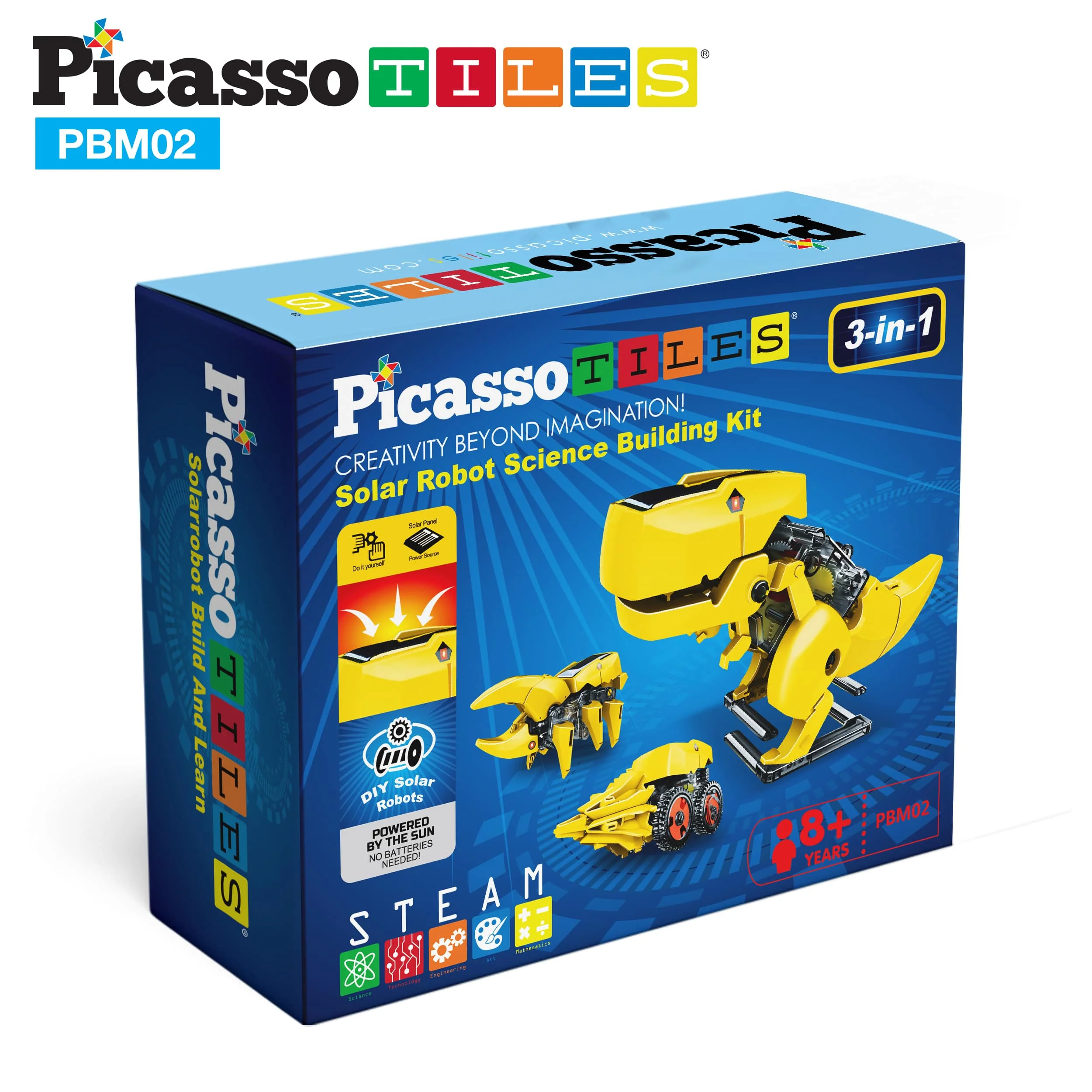 PicassoTiles 3-in-1 Solar Powered Dinosaur Robot Science Kit - Image 7