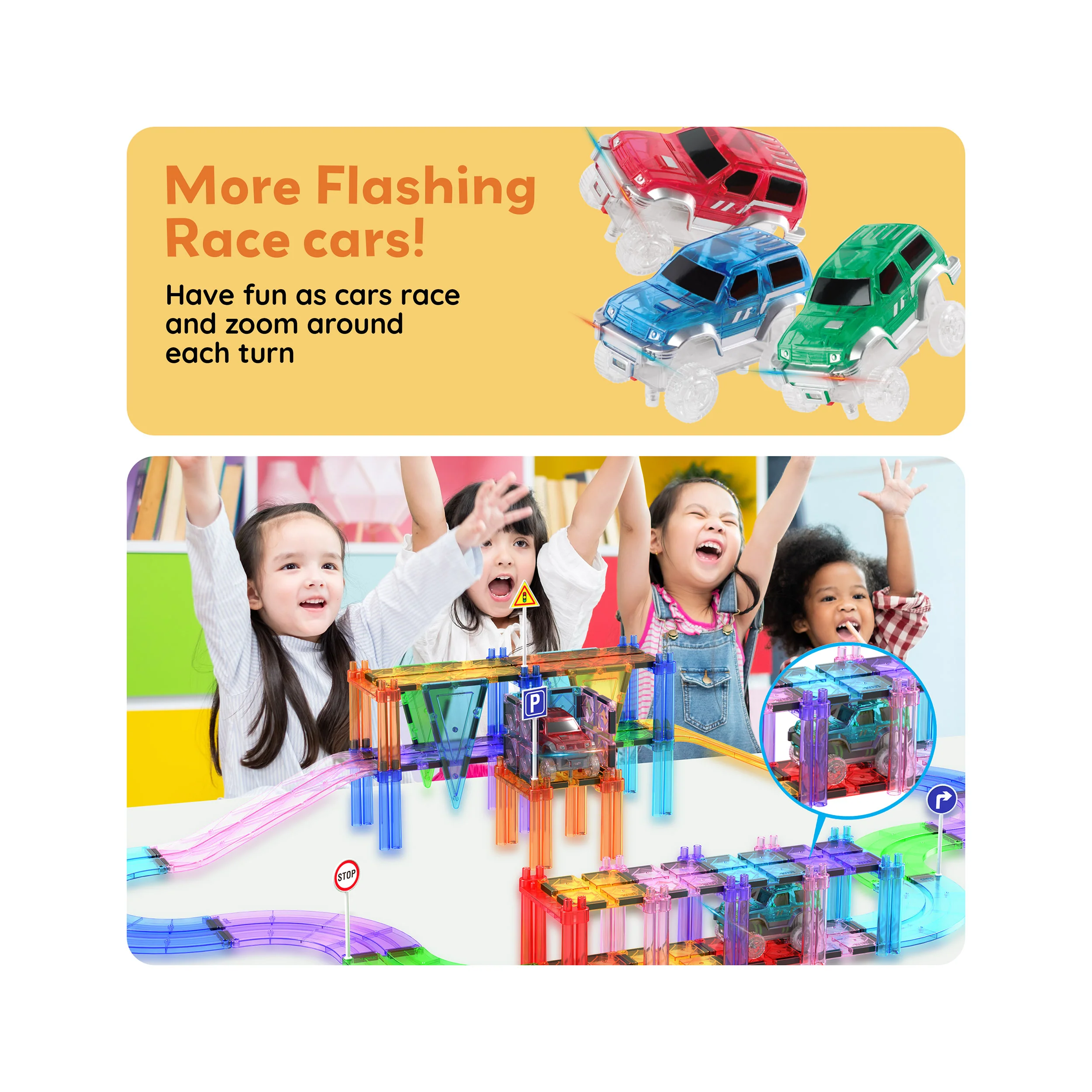 PicassoTiles Race Cars (3 Pack) LED Expansion Set - Image 7