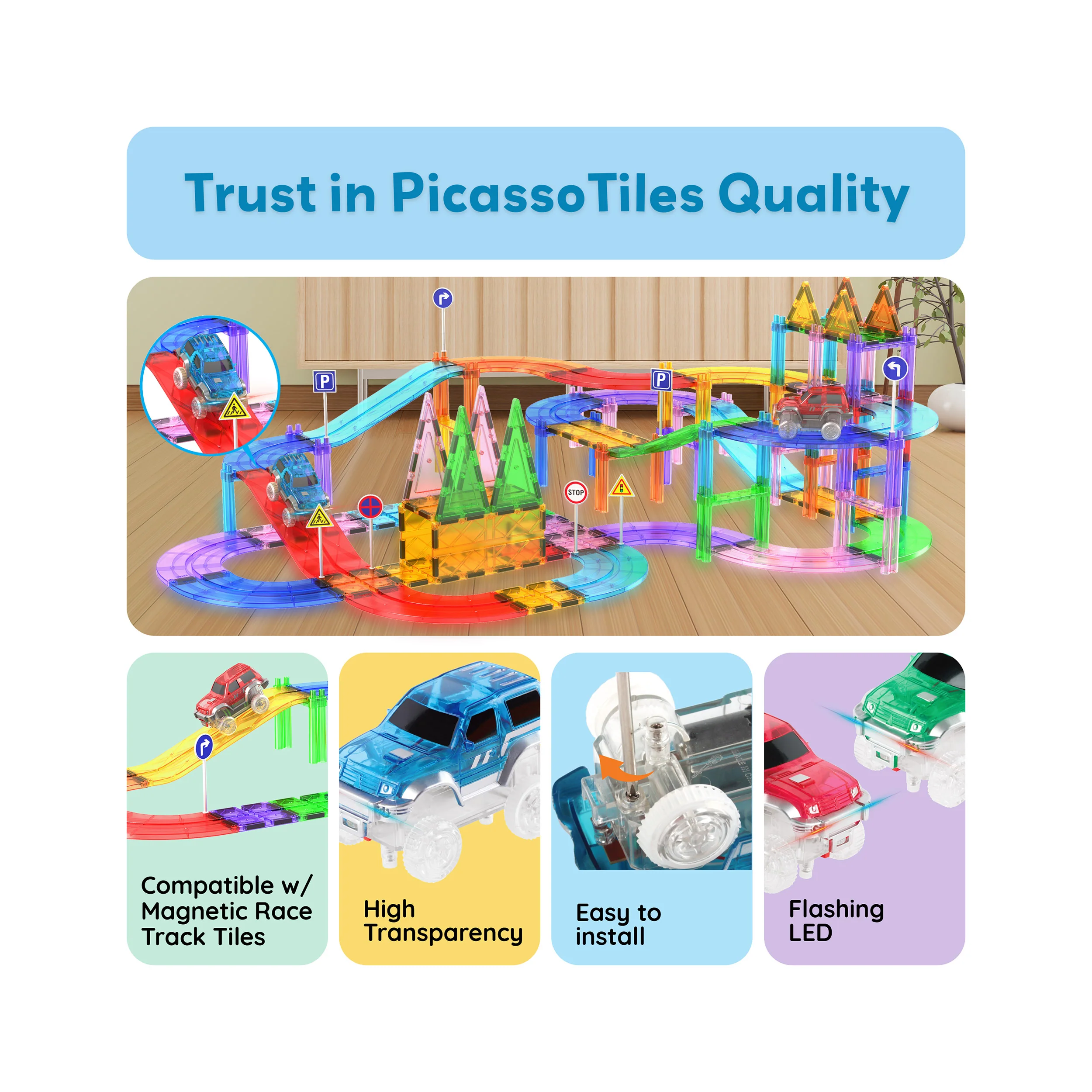 PicassoTiles Race Cars (3 Pack) LED Expansion Set - Image 8