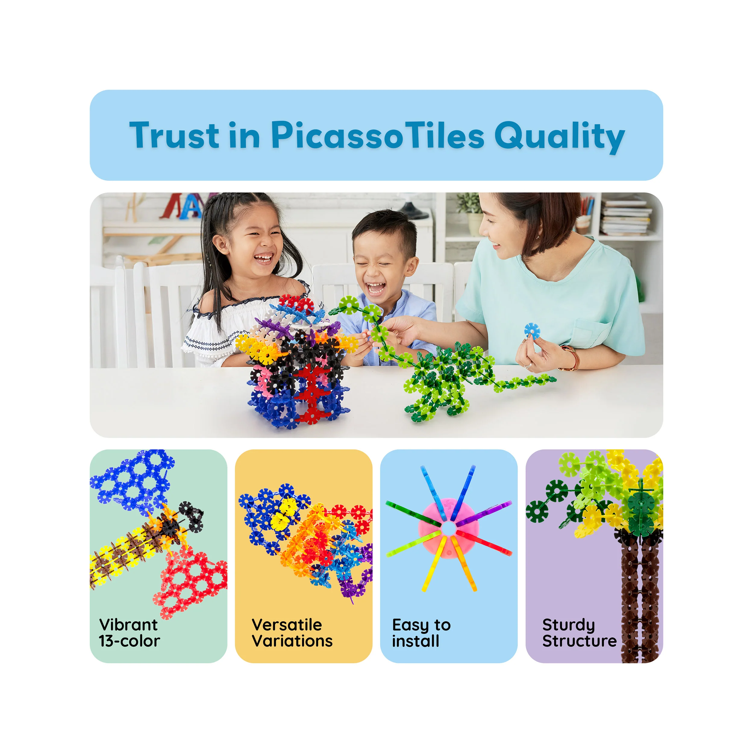 PicassoTiles 300pc Building Chips Interlocking Disc Construction Blocks - Image 8