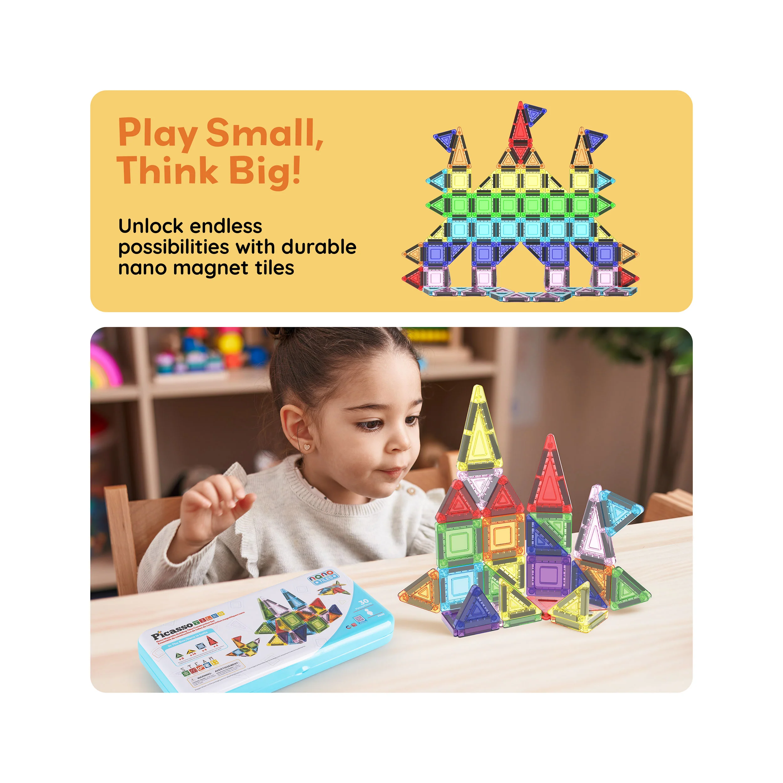PicassoTiles 30pc Nano Magnetic Building Tiles Construction Set - Image 7