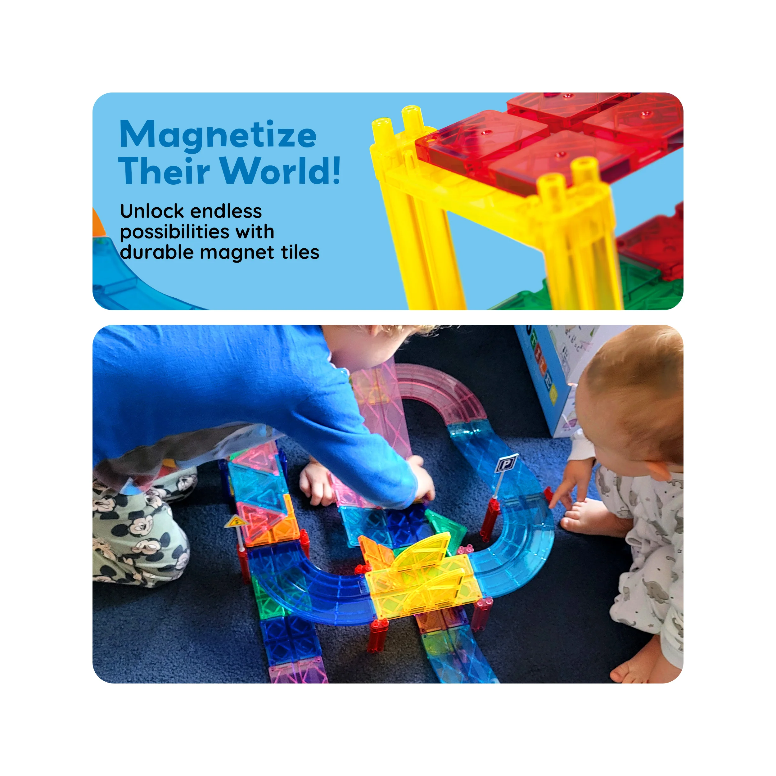 PicassoTiles Magnetic Race Track Set (30 Pcs) w/ Cars - Image 7