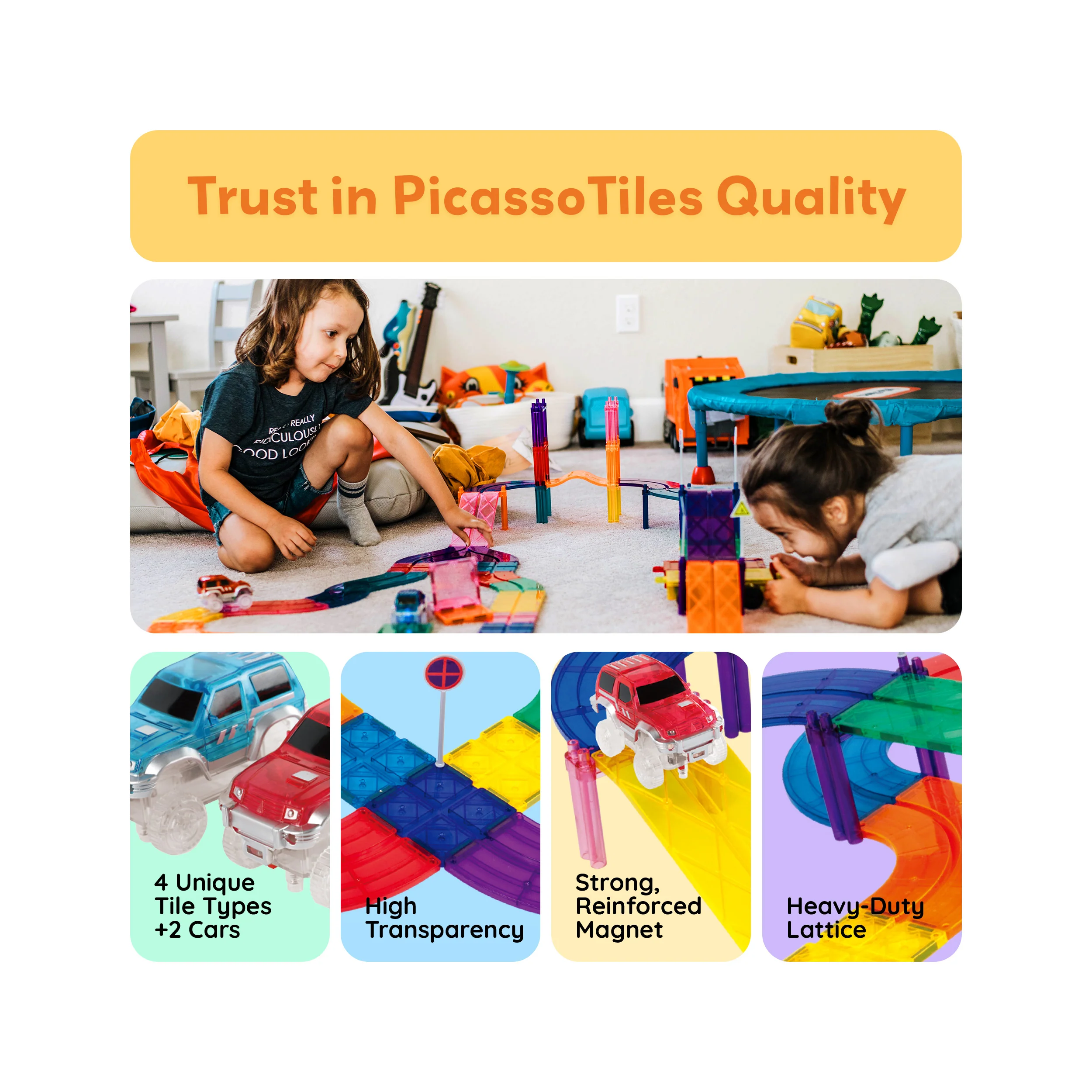 PicassoTiles Magnetic Race Track Set (30 Pcs) w/ Cars - Image 8