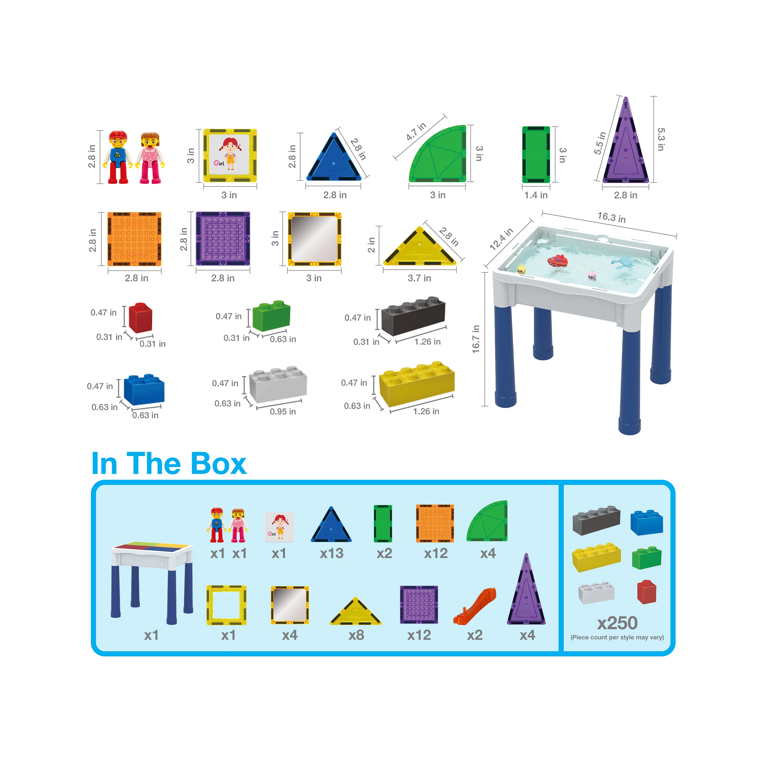 PicassoTiles 316pcs Building Brick Activity Play Table Set - Image 8