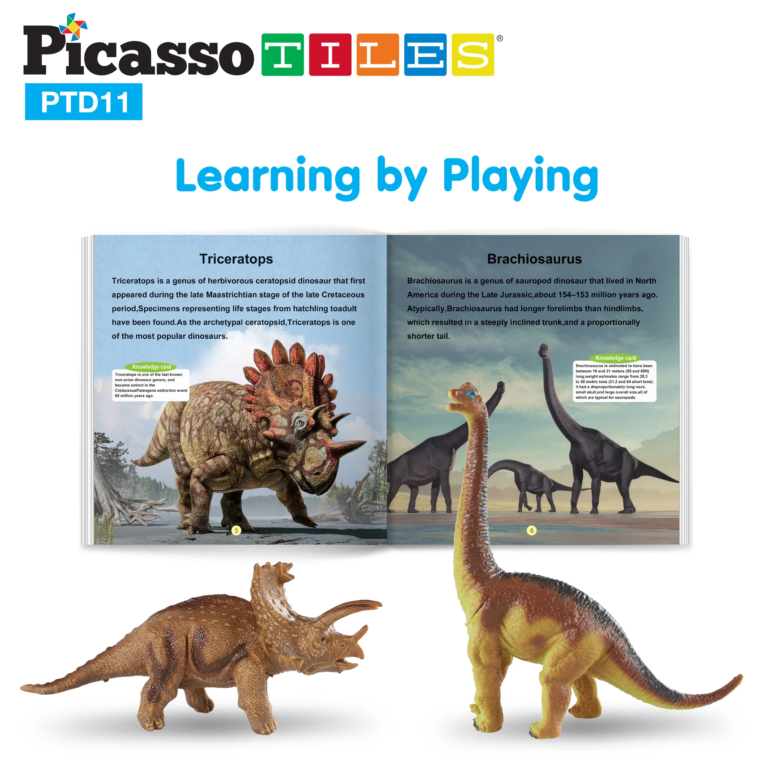 PicassoTiles 32pcs Dinosaur Action Figures with Prehistoric Activity Play Mat - Image 3