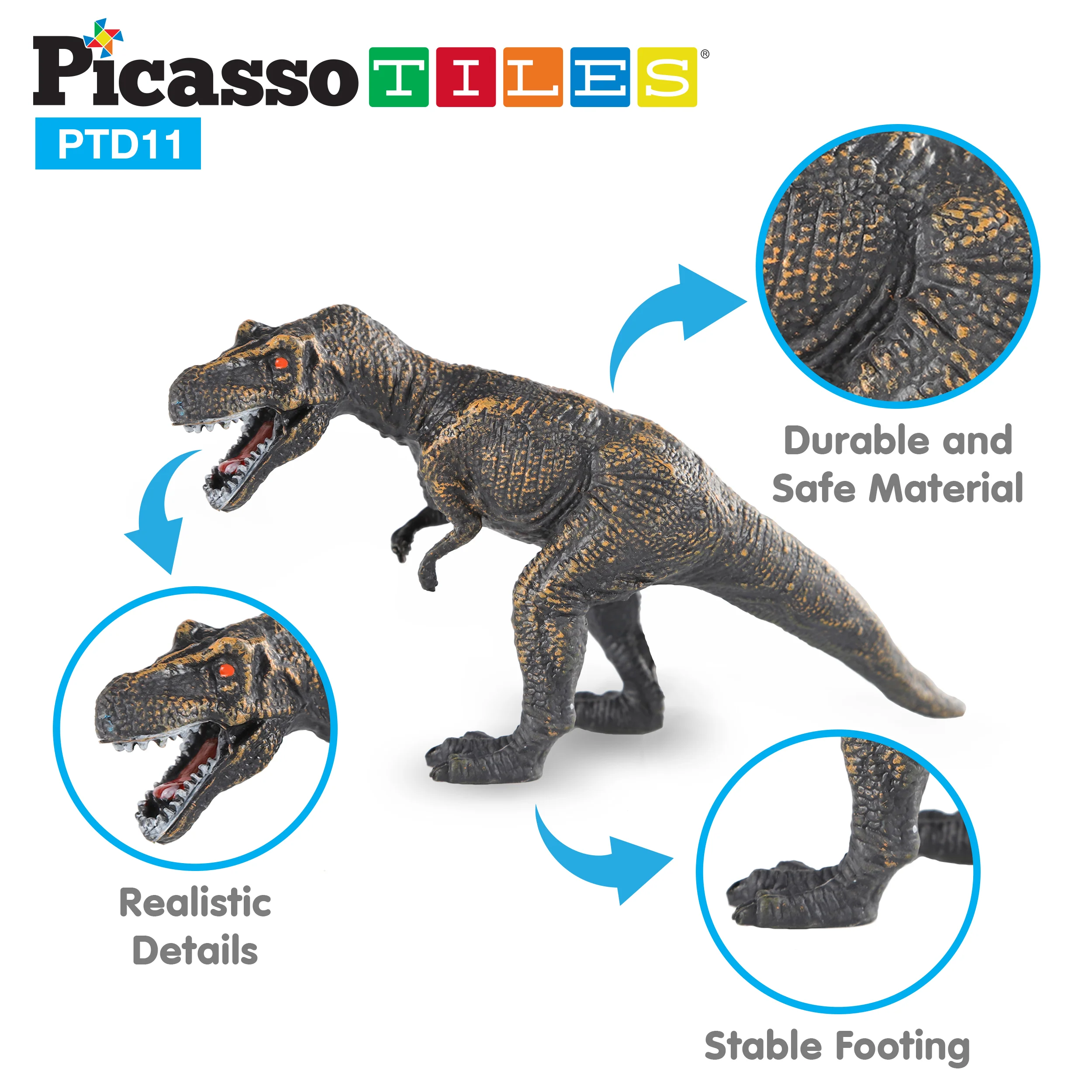 PicassoTiles 32pcs Dinosaur Action Figures with Prehistoric Activity Play Mat - Image 5
