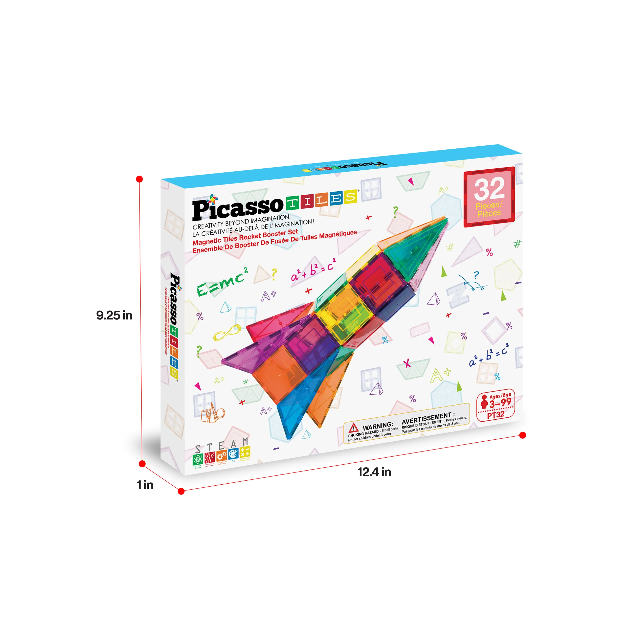 PicassoTiles Rocket Ship Magnetic Tiles Set (32 Pieces) - Image 8