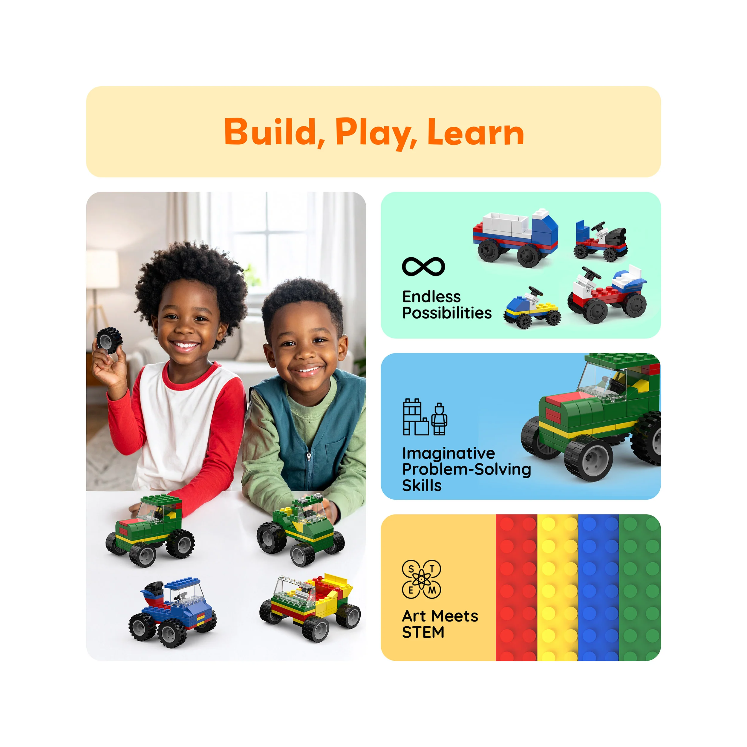 PicassoTiles 320pc Car Building Brick Block Set - Image 4