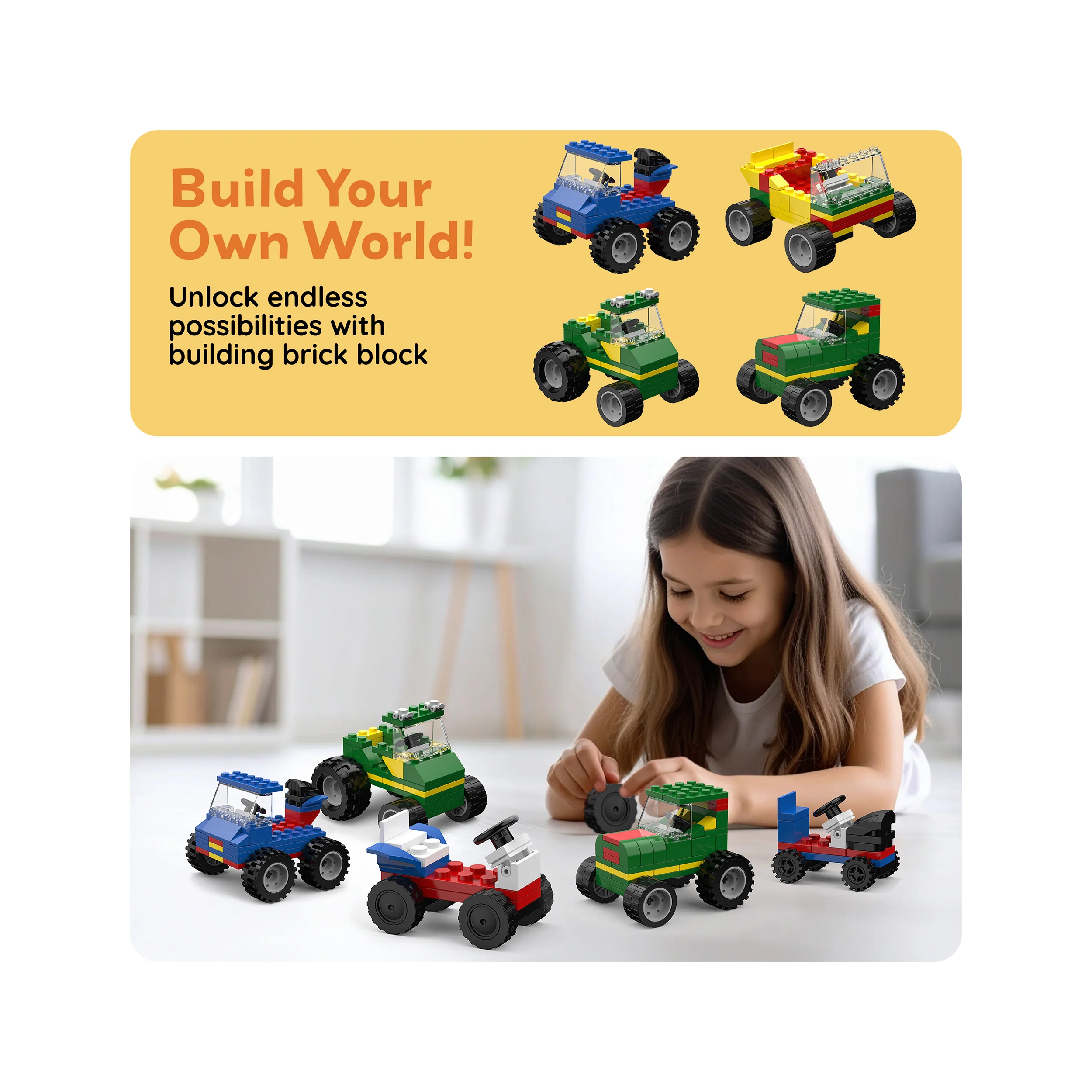 PicassoTiles 320pc Car Building Brick Block Set - Image 7