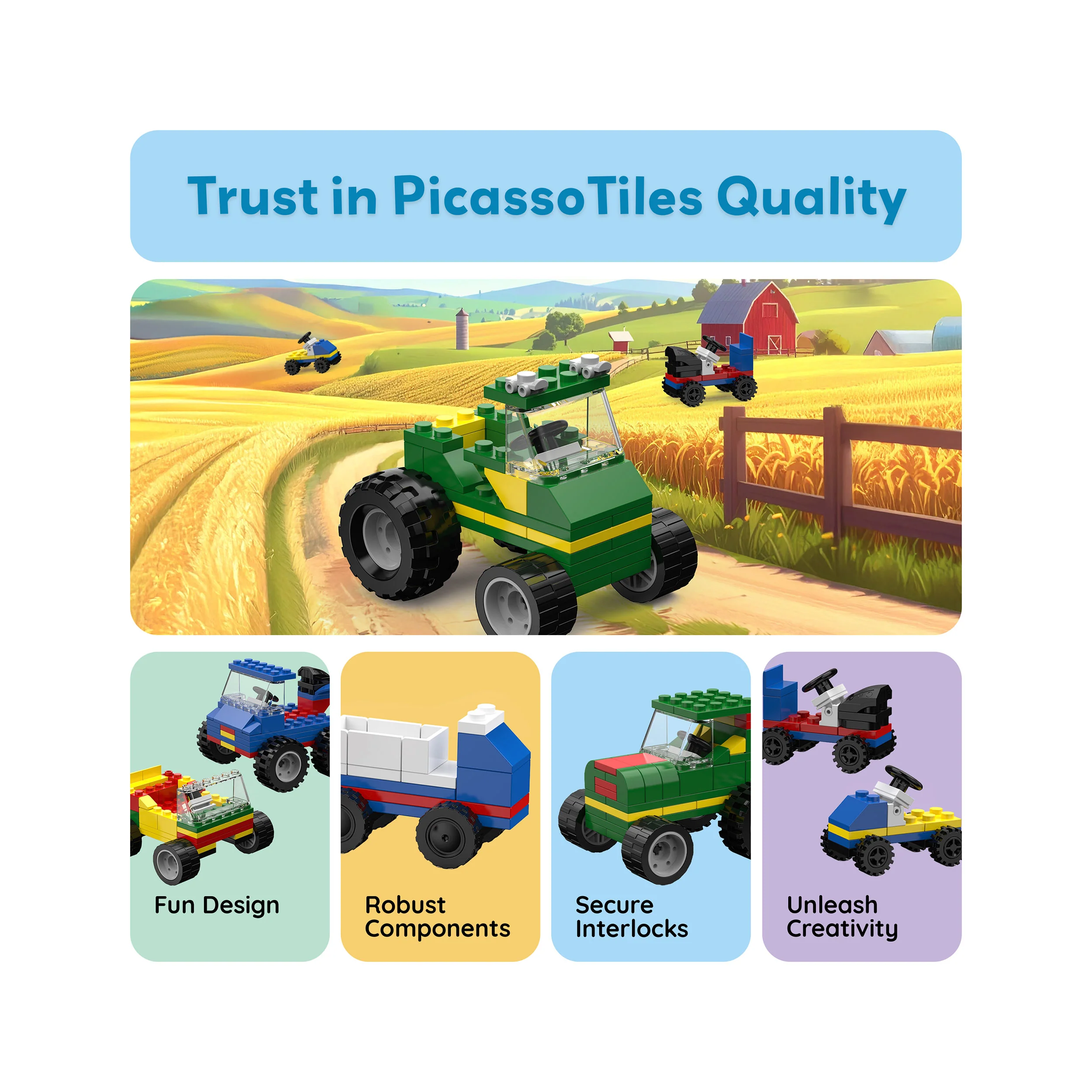 PicassoTiles 320pc Car Building Brick Block Set - Image 8