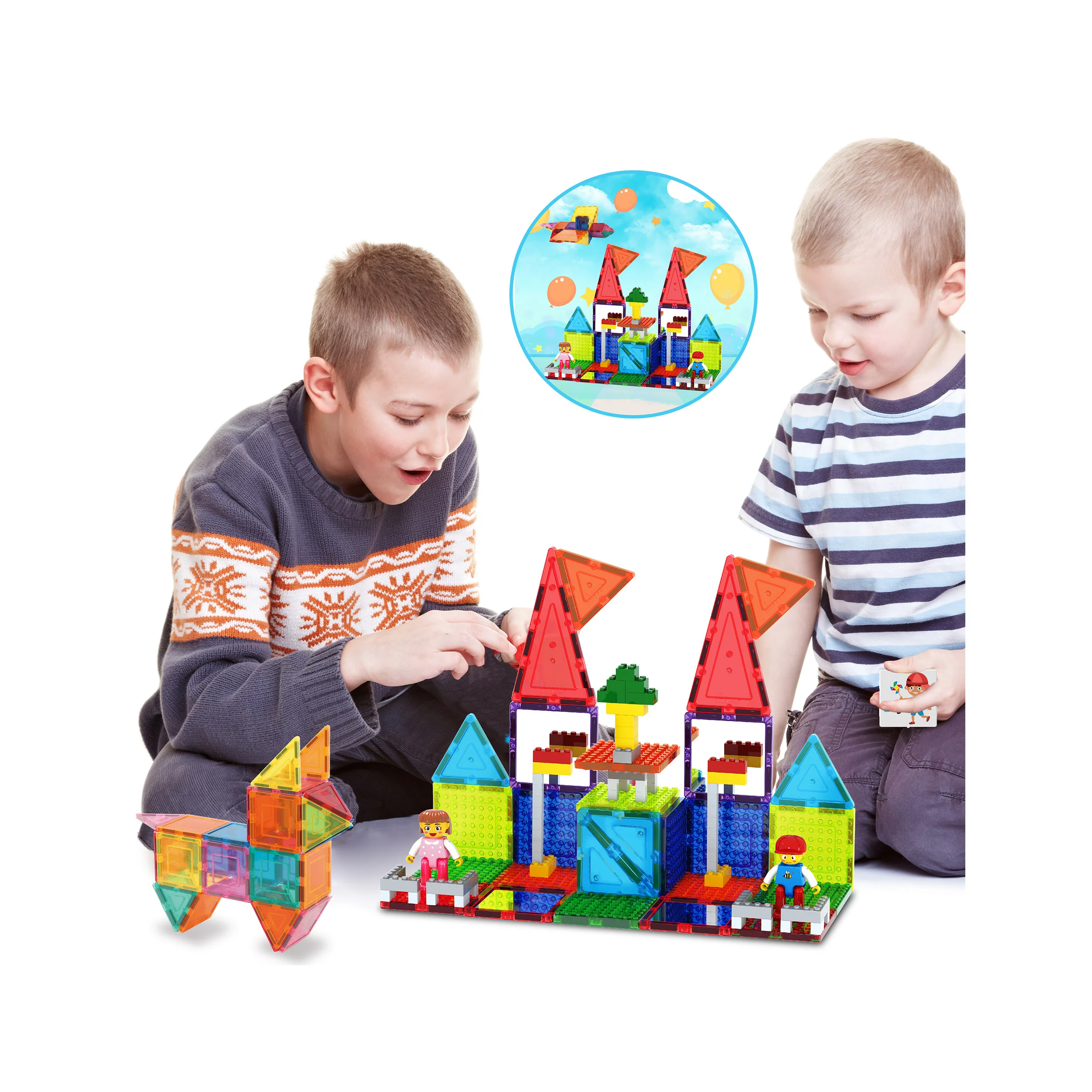 PicassoTiles Magnet Tile + Brick Blocks Compatibility Building Set - Image 2